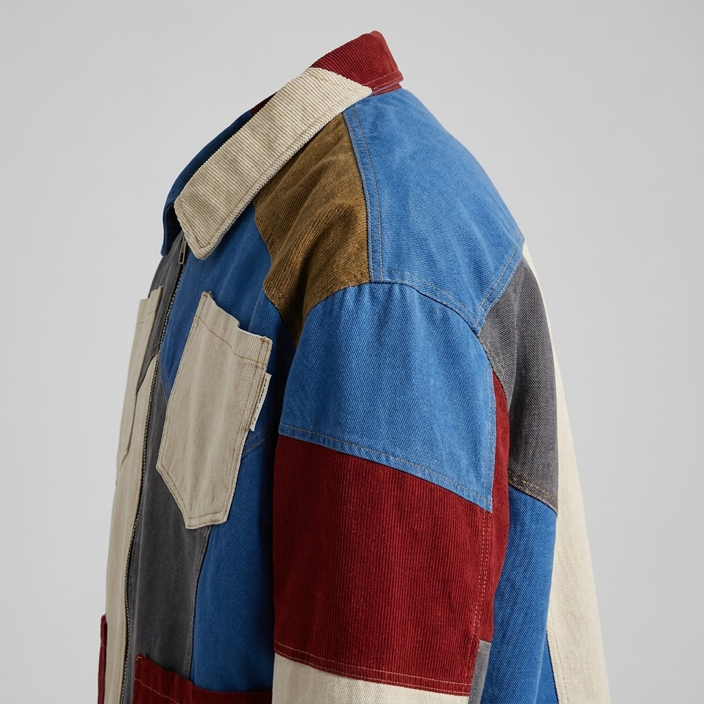 Men's Oversized Denim Jacket - angled detail view
