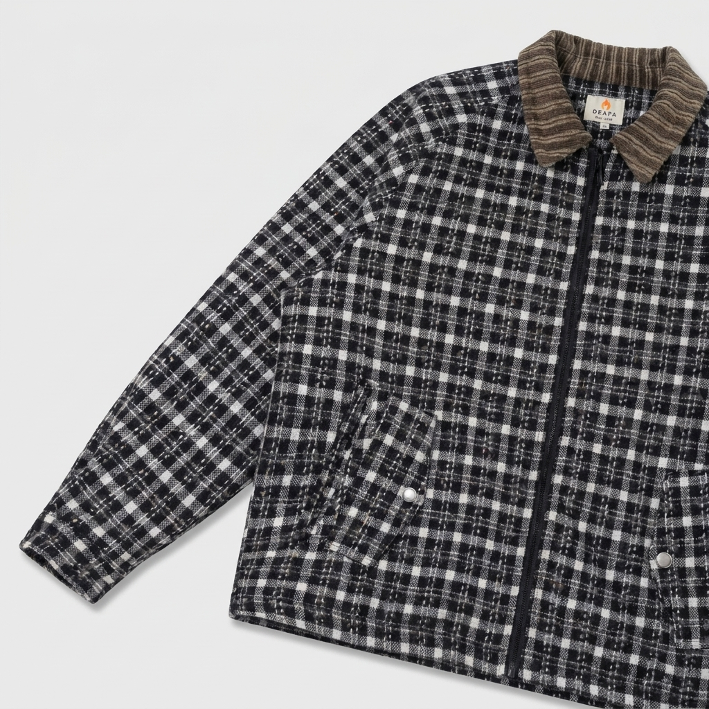 Men's American Plaid Workwear Jacket - angled detail view
