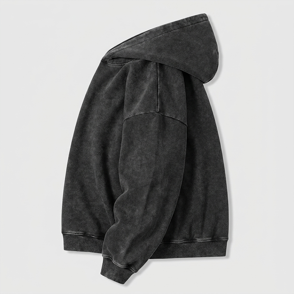 Men's Oversized Plain Hoodie - angled detail view