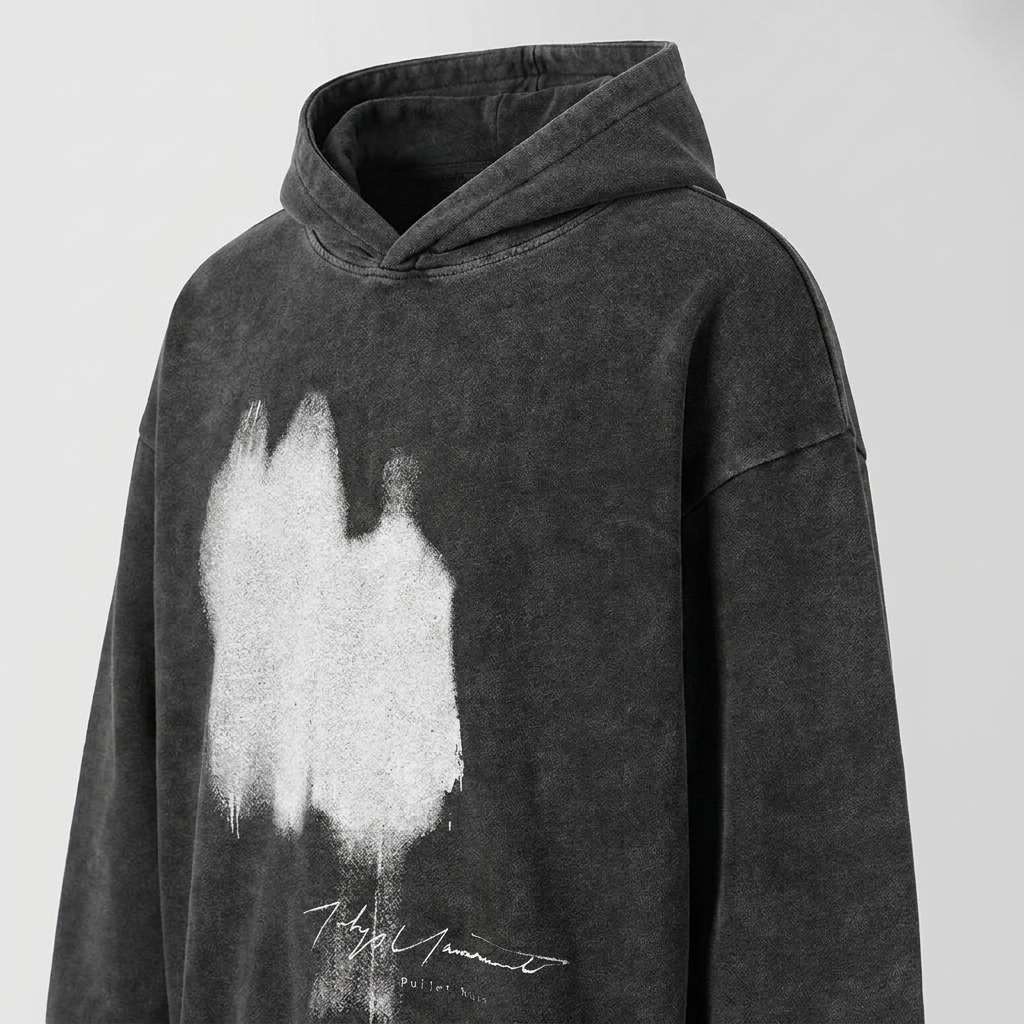 Men's Oversized Freak Shadow Graphic Hoodie - angled detail view