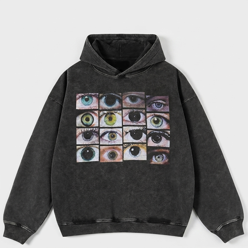 Men's Oversized Eye World Graphic Hoodie - front view