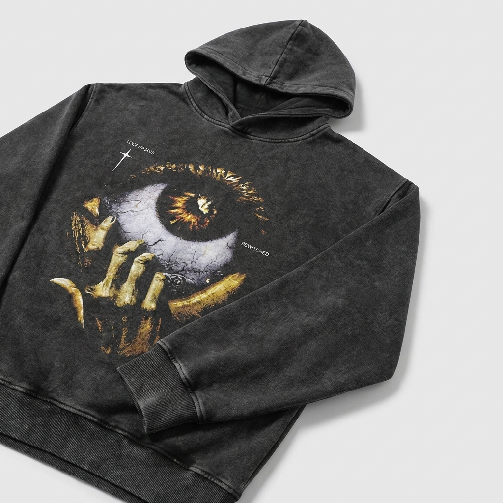 Men's Evil Eye Graphic Hoodie - angled detail view
