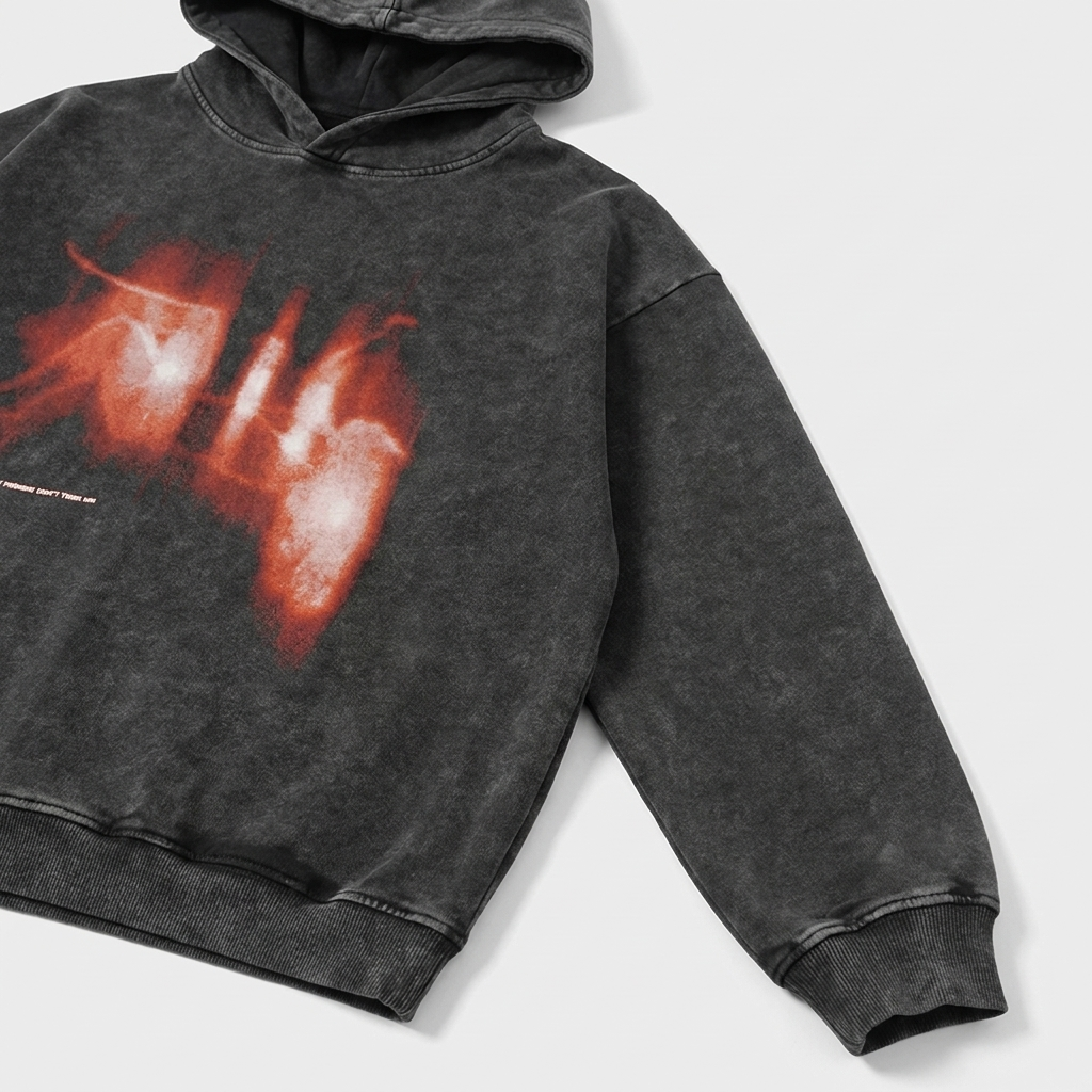 Lost Soul Graphic Hoodie - angled detail view