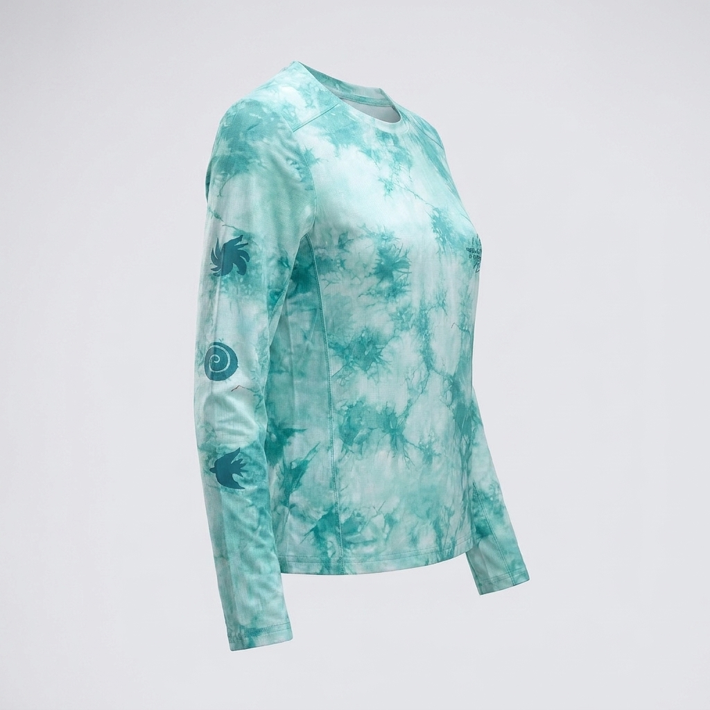 Tie-Dye Long-Sleeve Running T-Shirt - angled detail view