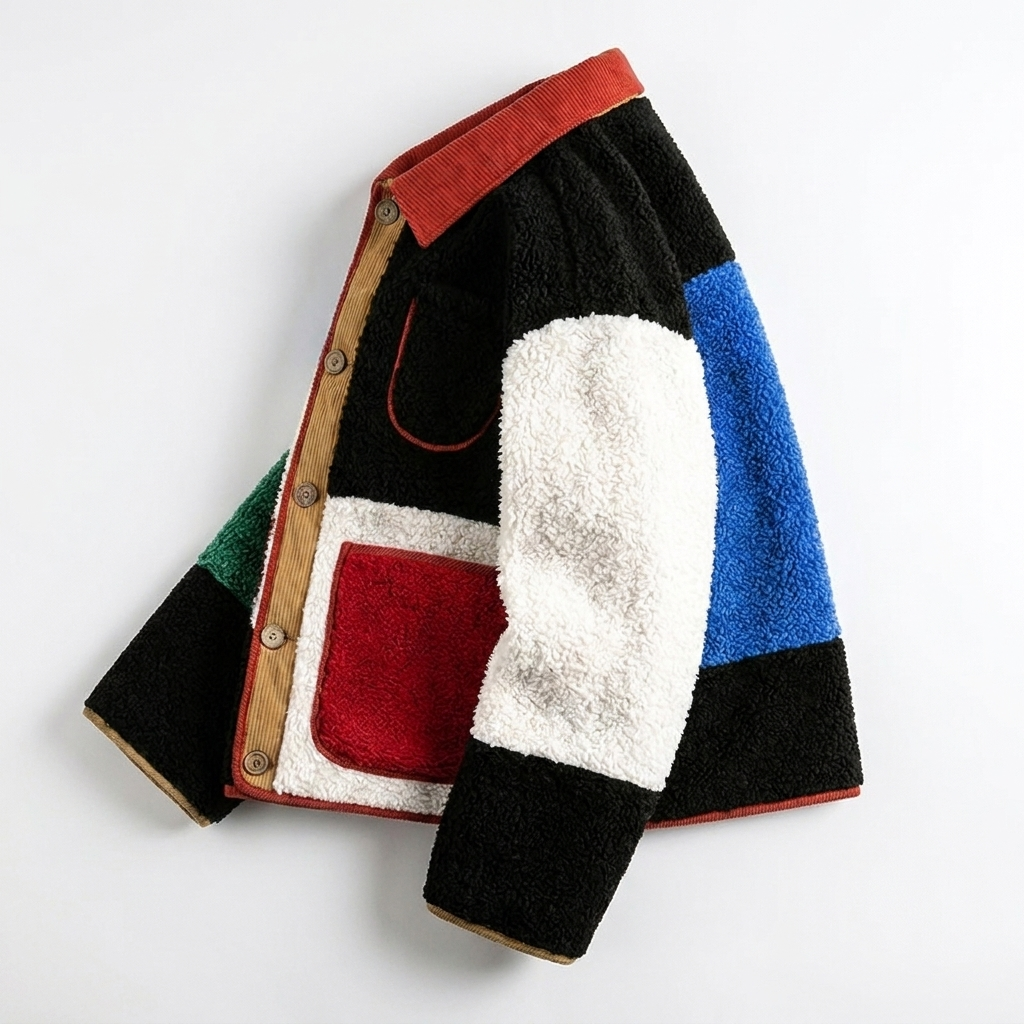 Winter Lambswool Bomber Jacket - angled detail view