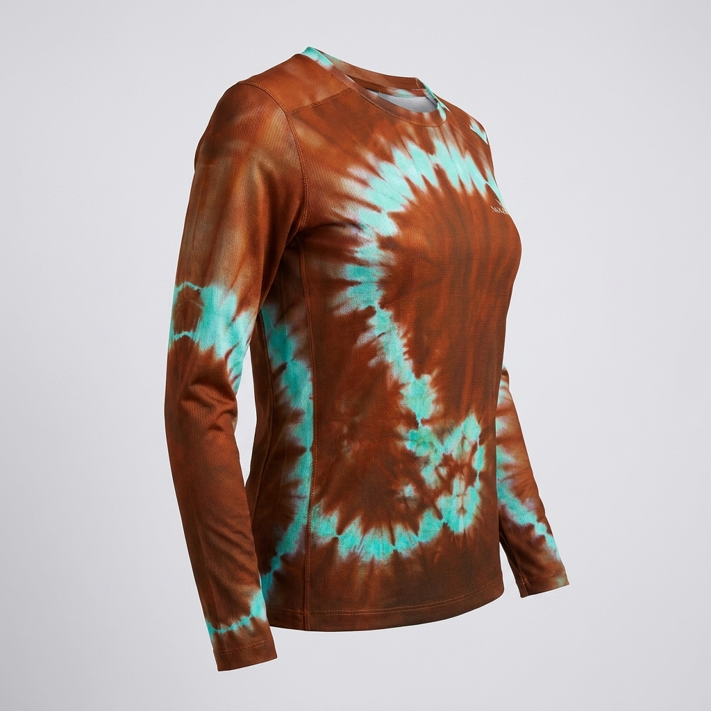 Spiral Print Sports Long-Sleeve T-Shirt - angled detail view