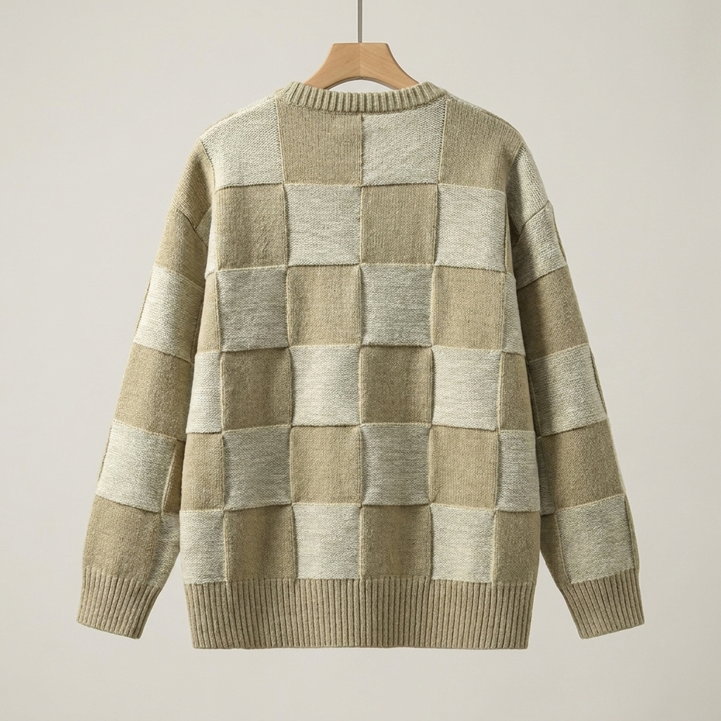 Checkered Vintage Pullover Sweatshirt - back view