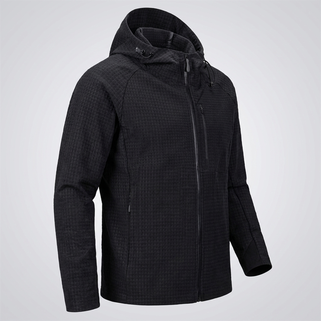 Mesh Soft Shell Outdoor Jacket - angled detail view