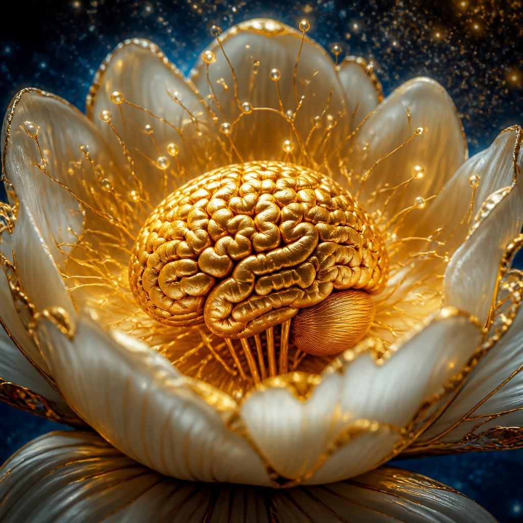 The golden brain inside the bloom