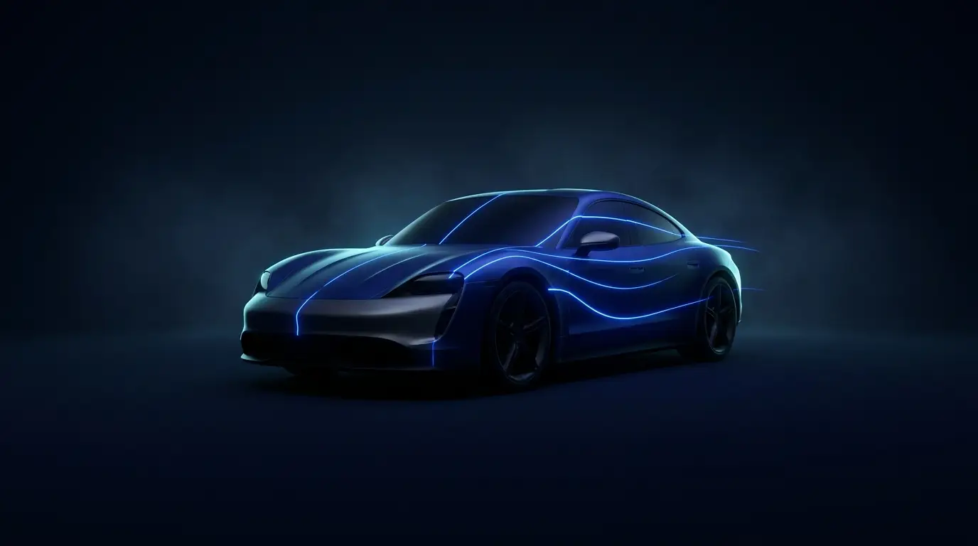 Electric car with lidar scan lines