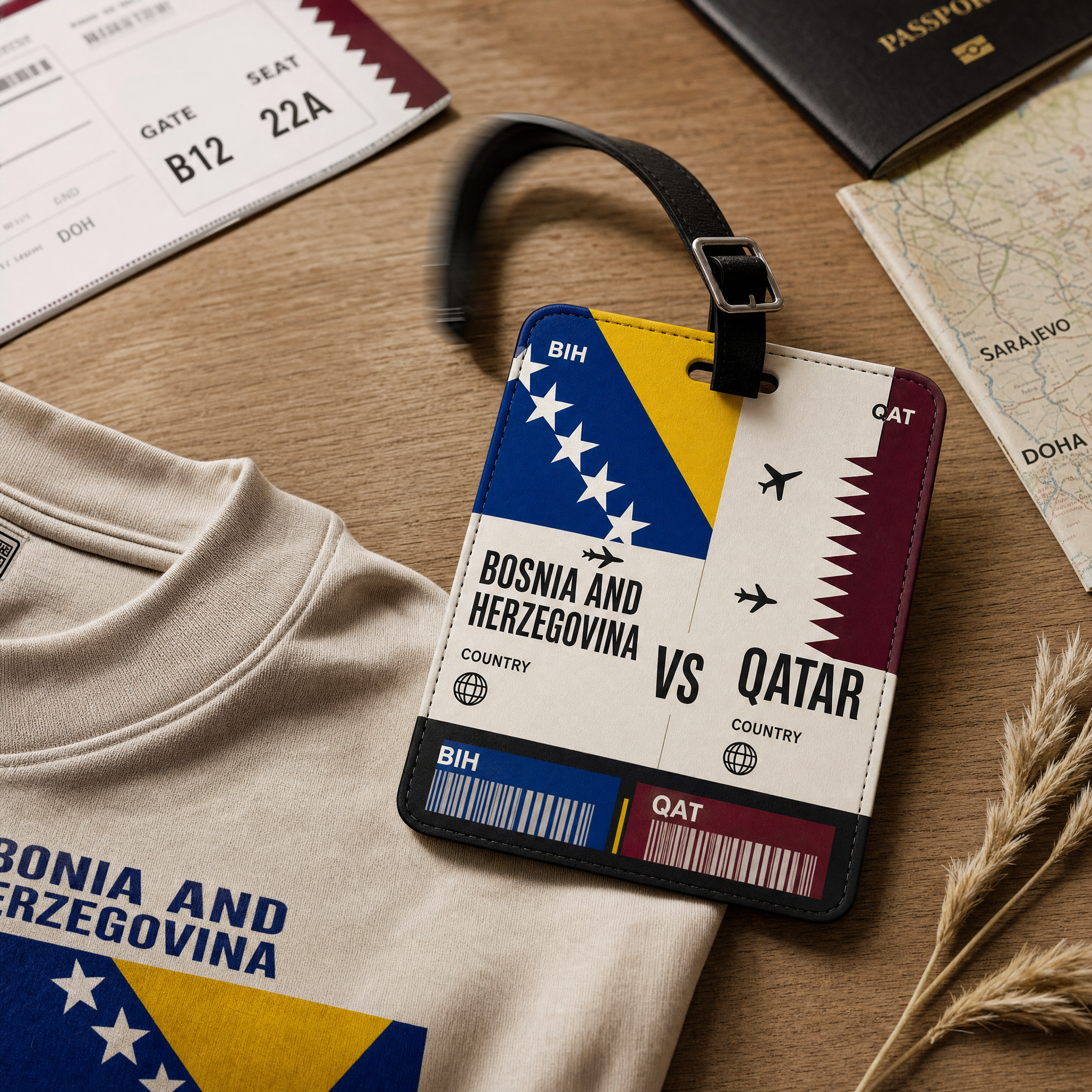 Bosnia And Herzegovina Vs Qatar Luggage Tag