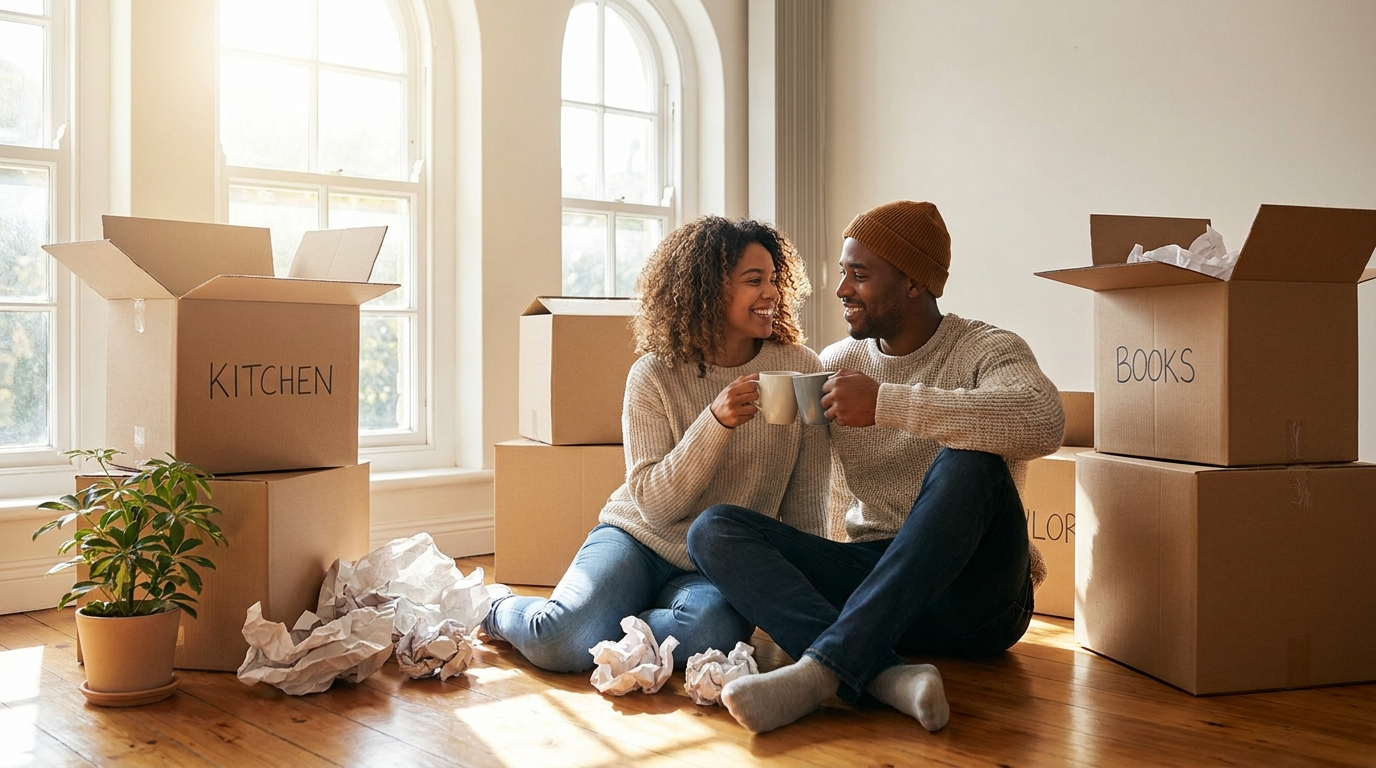 Couple settling into their new home