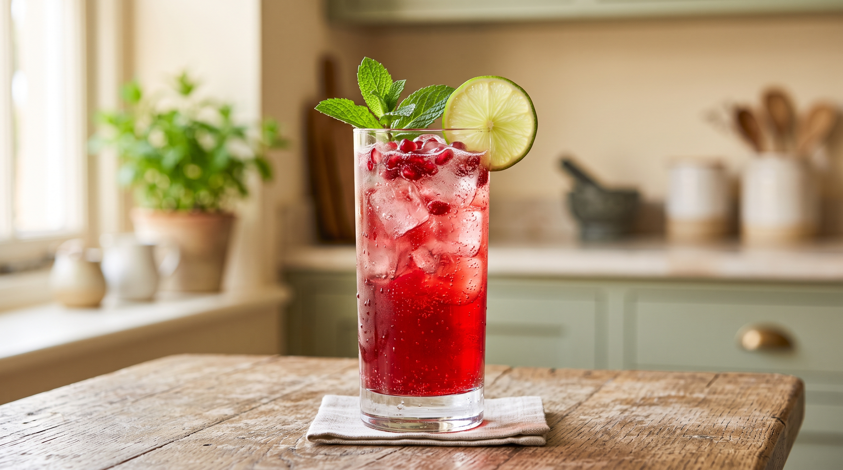 Pomegranate-Mint Shrub Spritzer