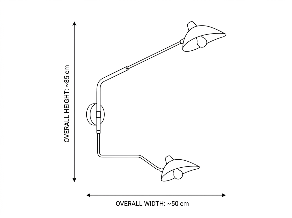 Falco Rocker Arm Duckbill Wall Sconce Blueprint Dimensions