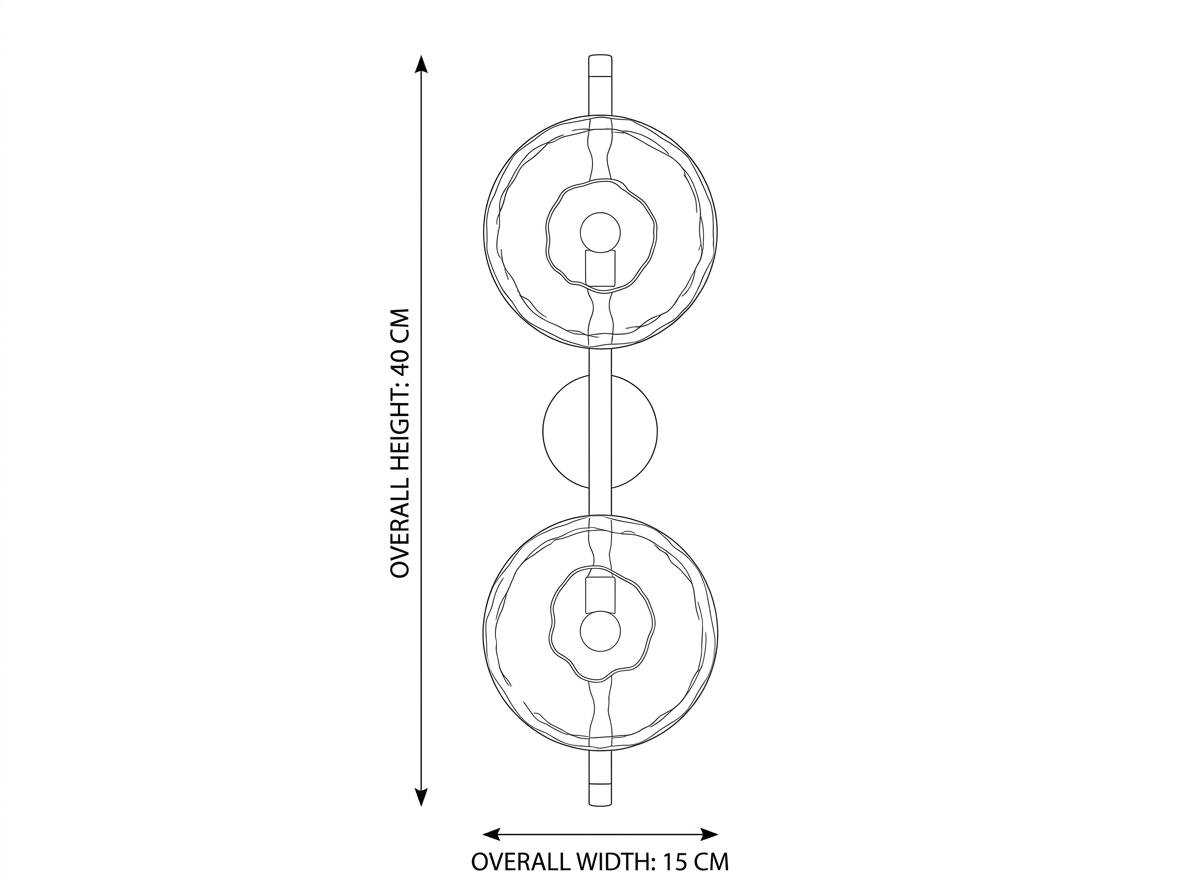 Orbis Double Glass Globe Wall Sconce Blueprint Dimensions