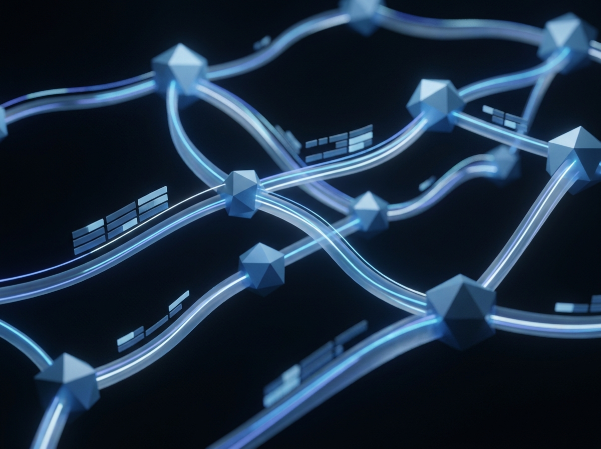 A network of connected nodes, representing workflow automations
