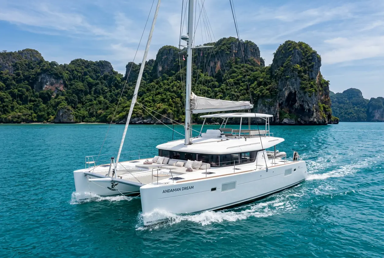 Catamaran yacht sailing near Ang Thong Marine Park