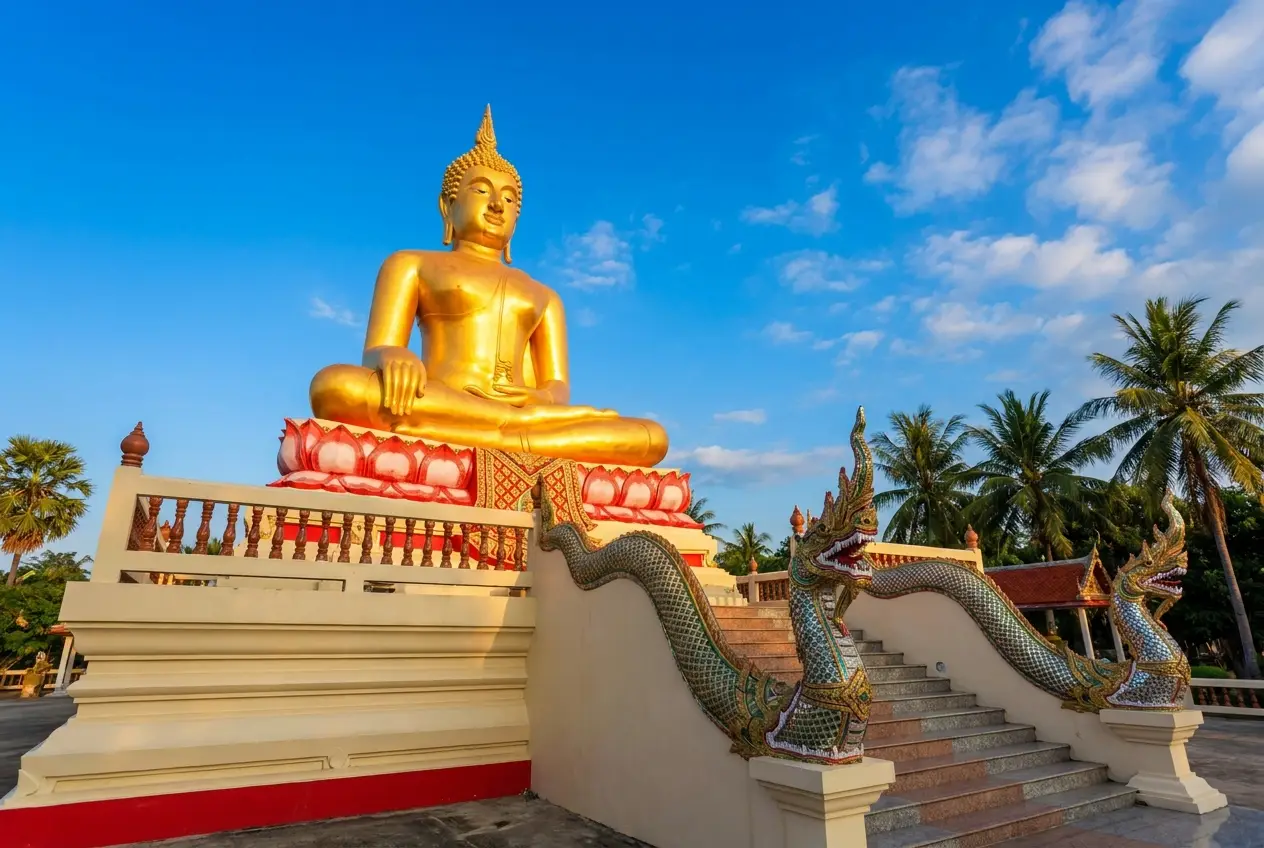 The Big Buddha of Koh Samui (Wat Phra Yai) in warm morning light