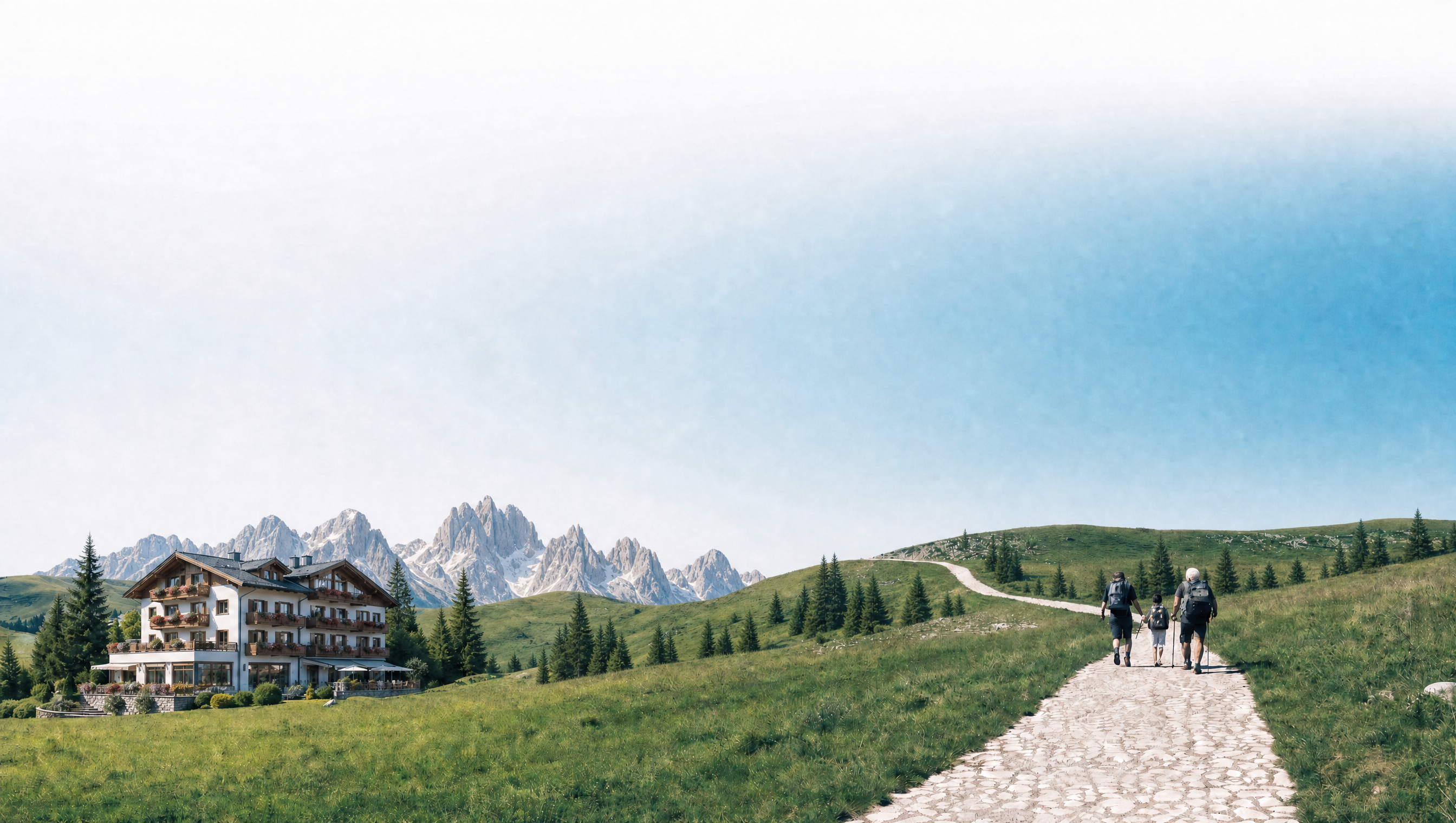 Famiglia in vacanza in montagna