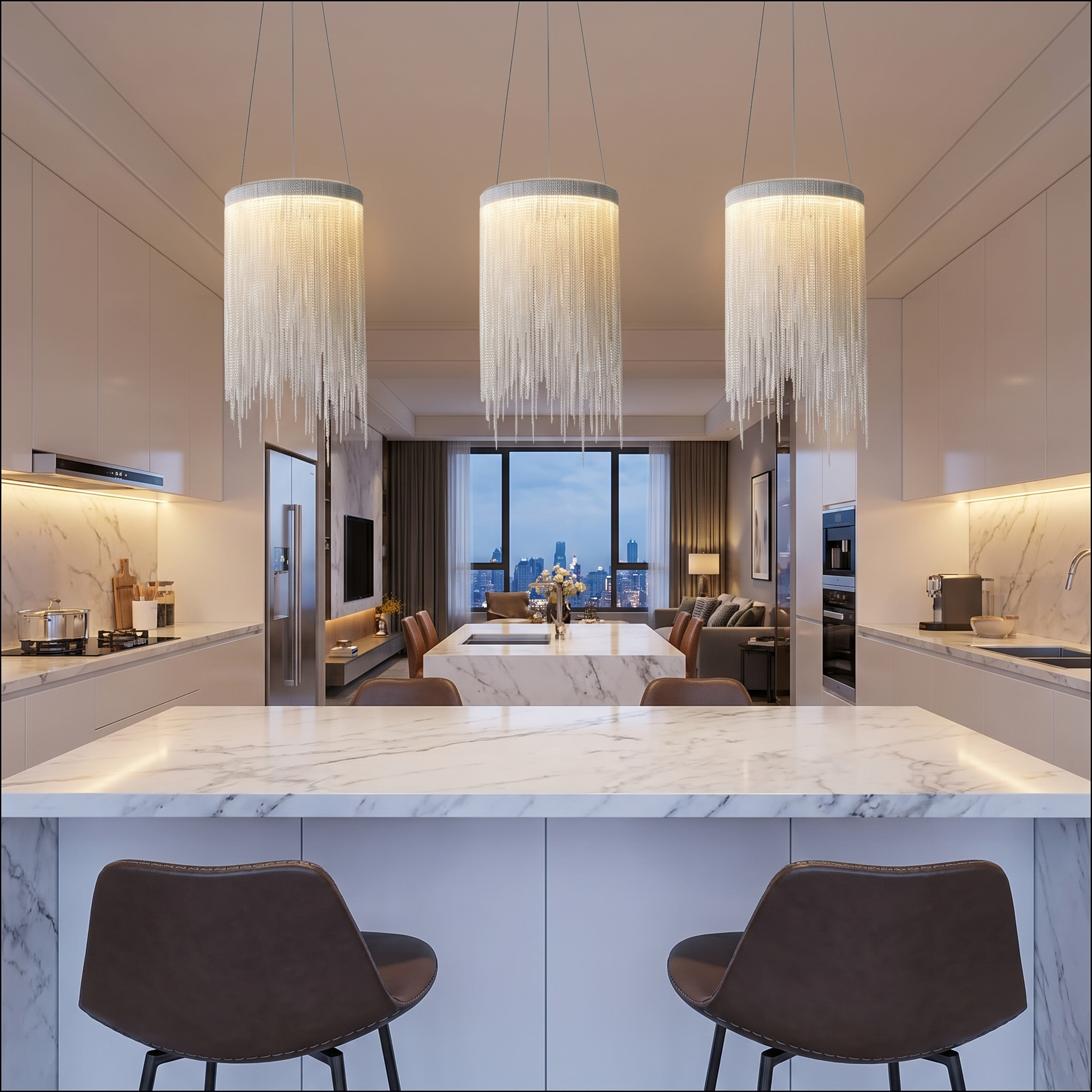 Modern LED wall sconces on either side of a bed headboard in a contemporary bedroom