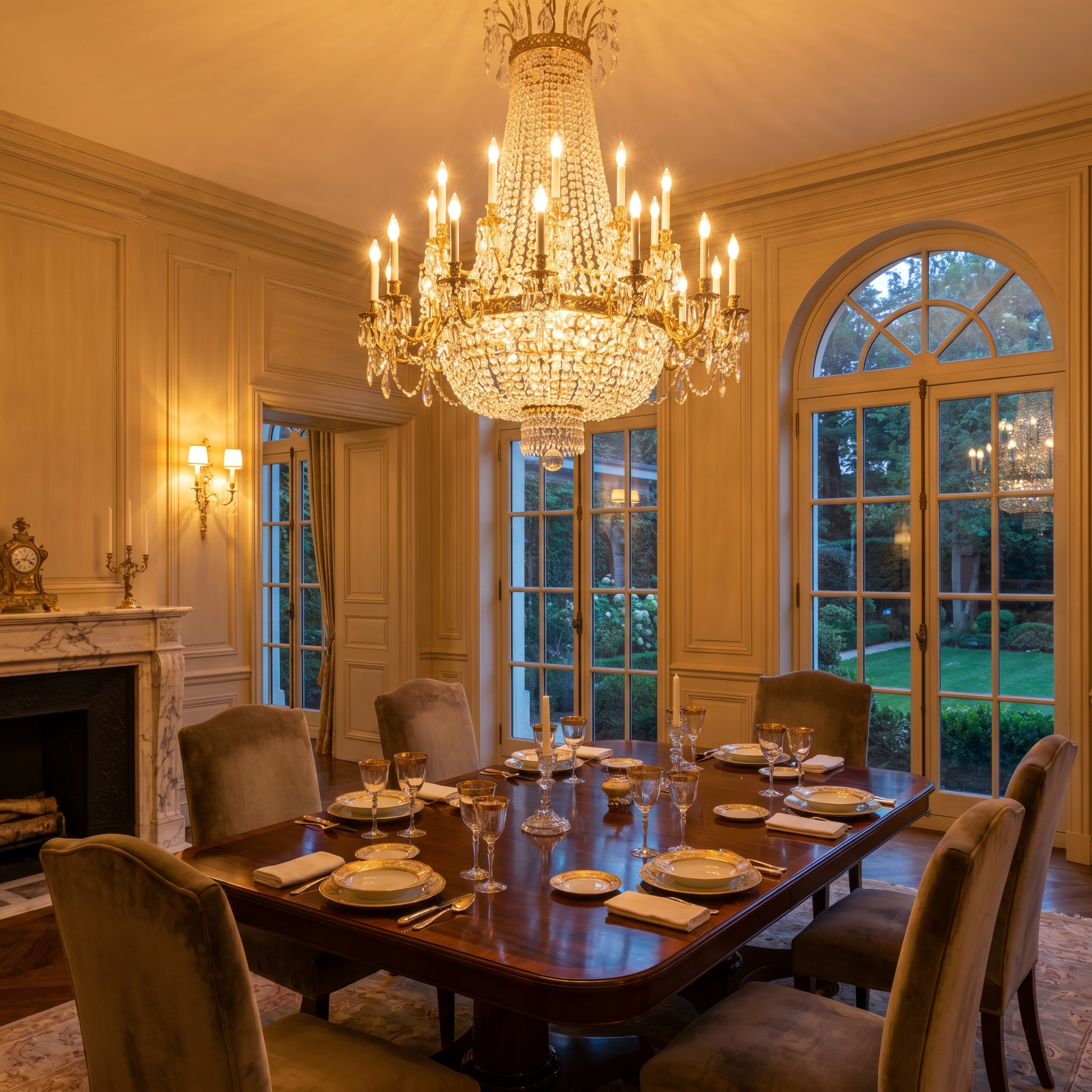 Luxe Crystal Chandelier – Opal Gold Modern LED (Dining Room & Foyer)