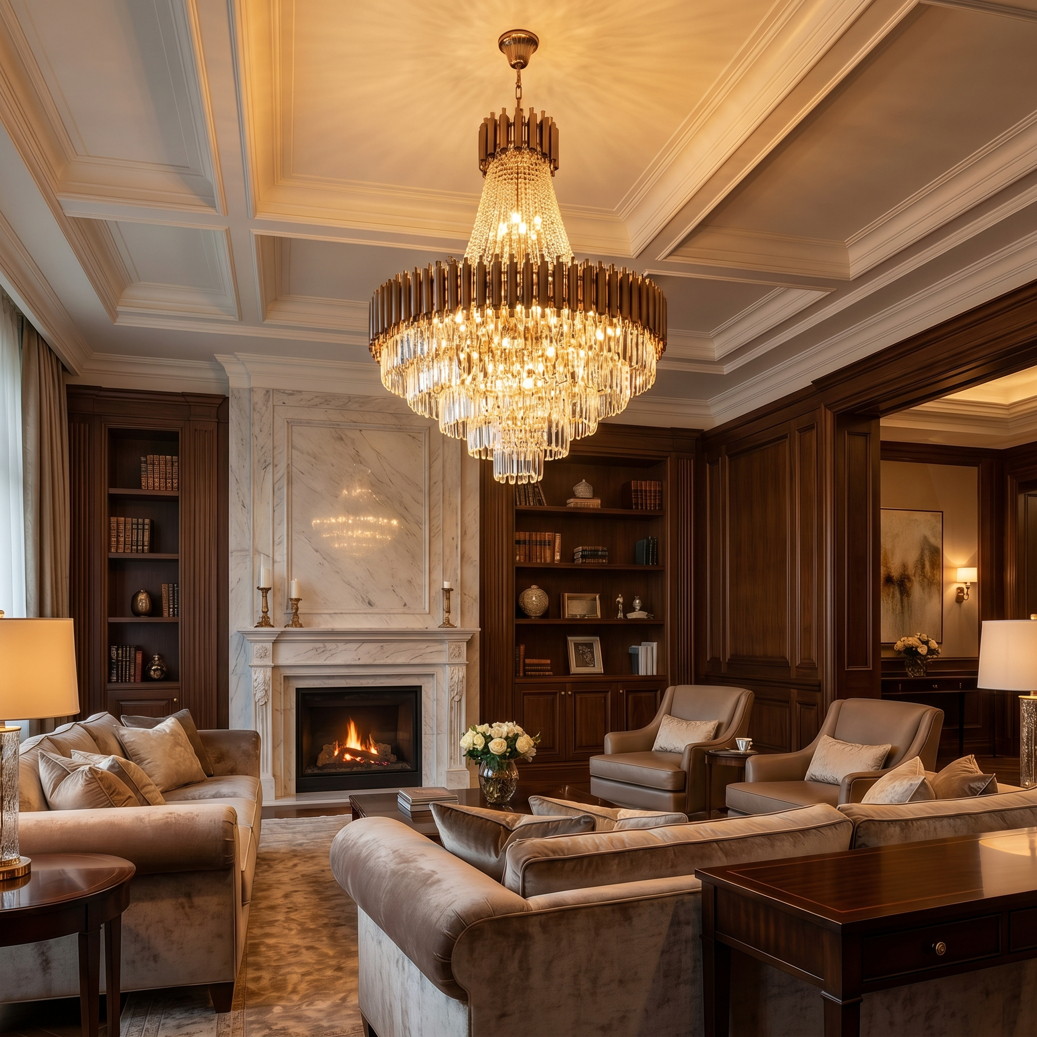 Regal Halo Luxury Gold and Black LED Chandelier living room glamour