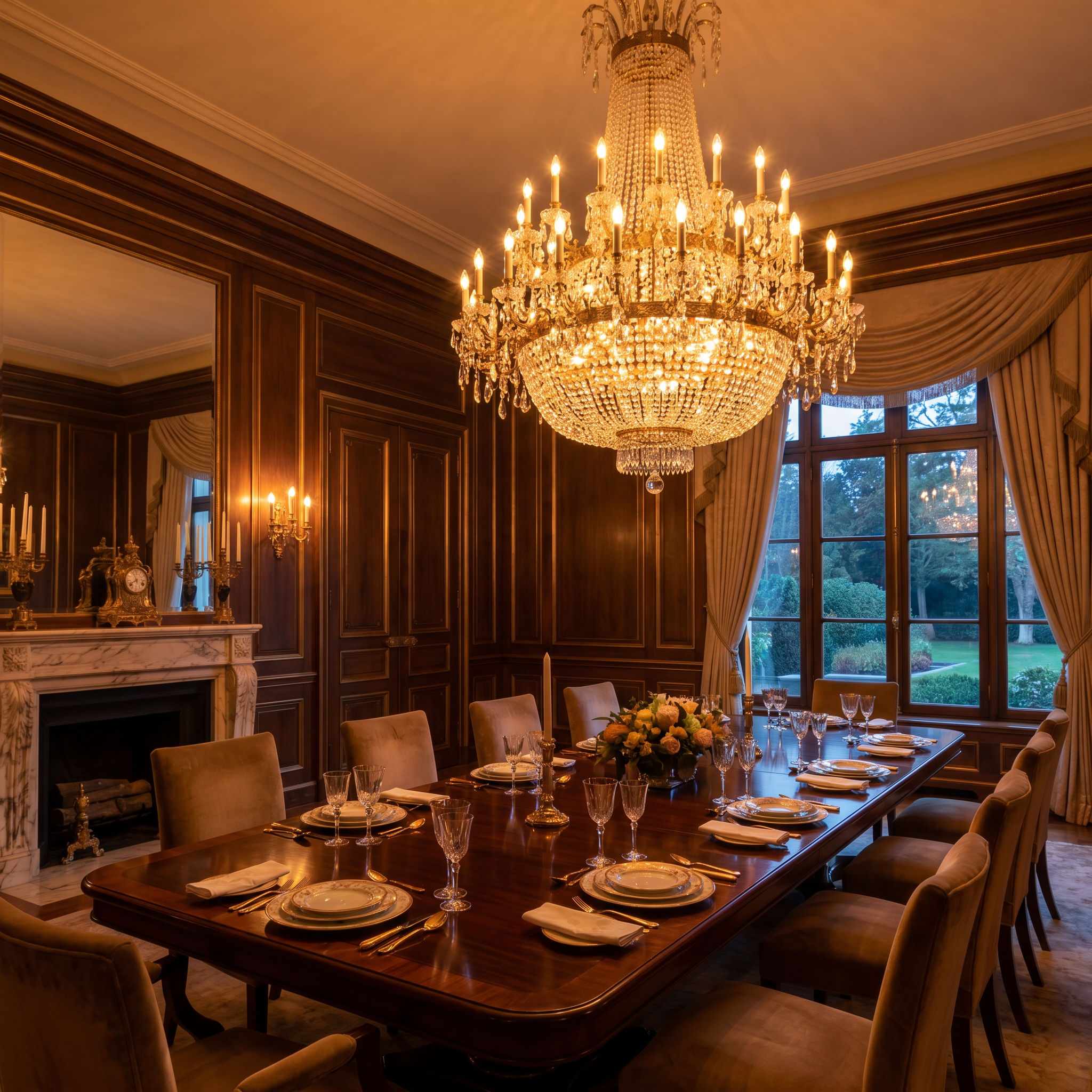 Cassian Crystal Candle Pendant Chandelier in gold finish for dining room