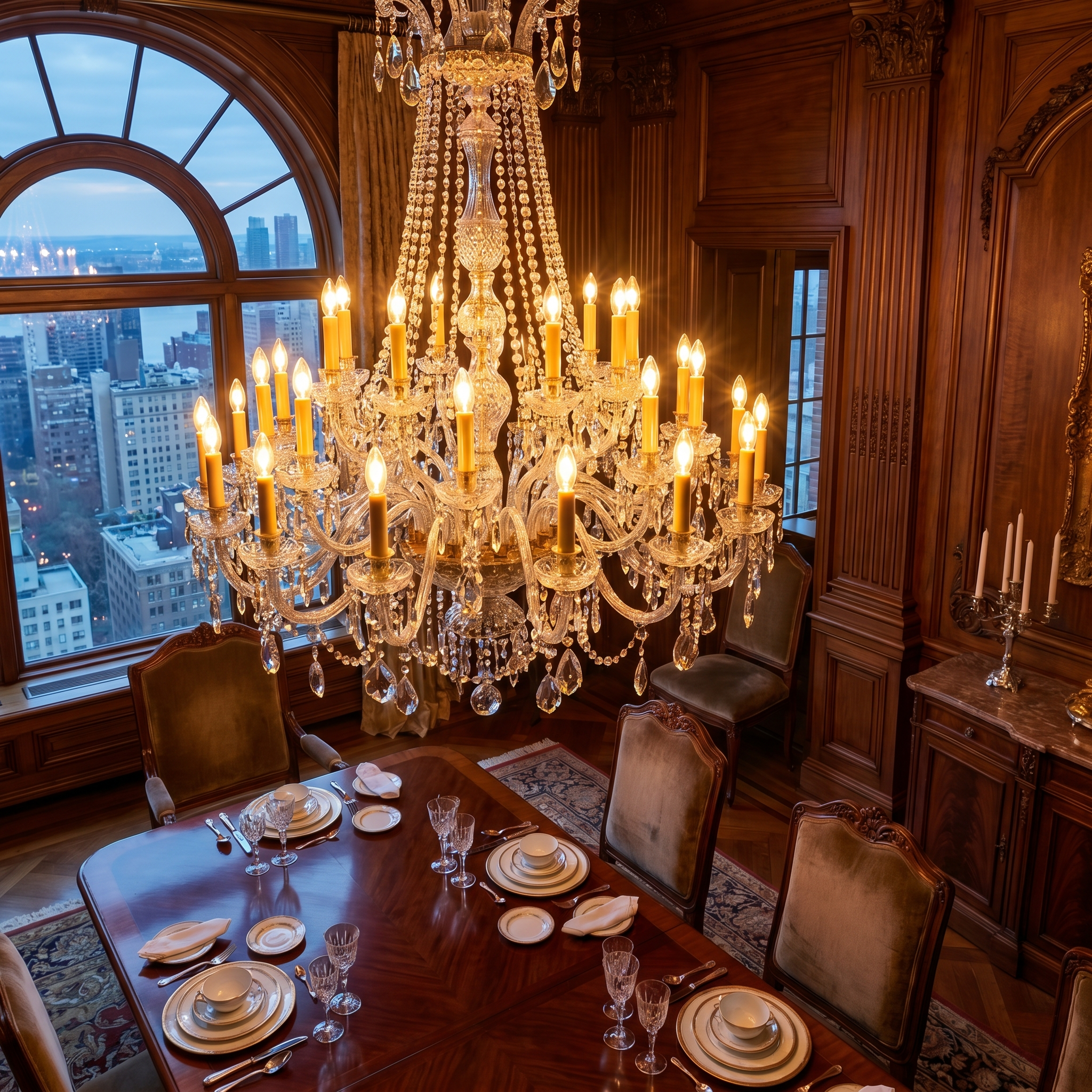 Cascade Golden Rain Drop Crystal Chandelier statement dining room lighting
