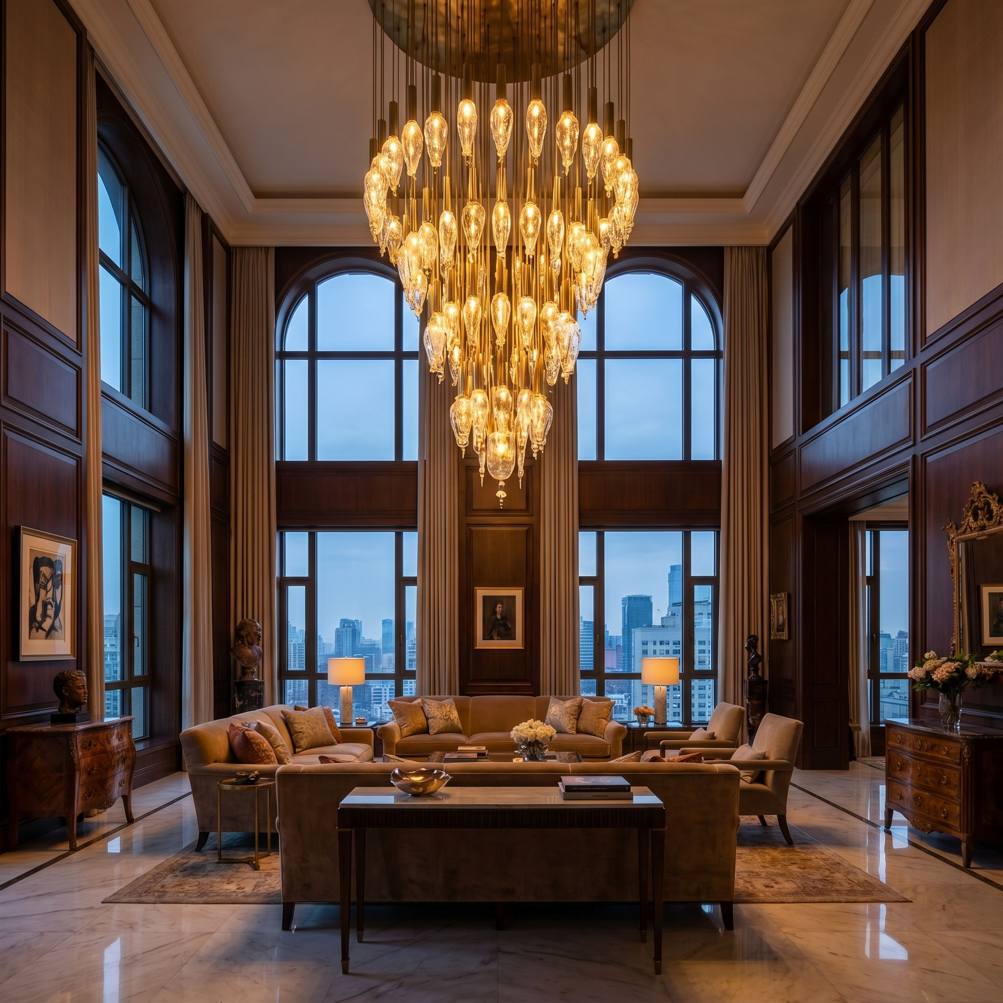 Cascade – Golden Rain Drop Crystal Chandelier (Polished Gold & Crystal)