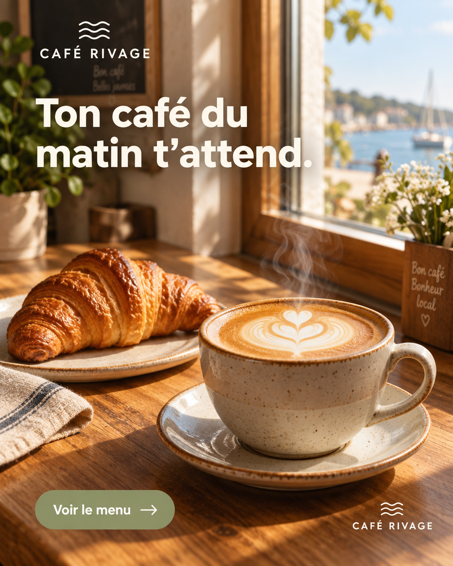 Exemple de publicité IA — Café