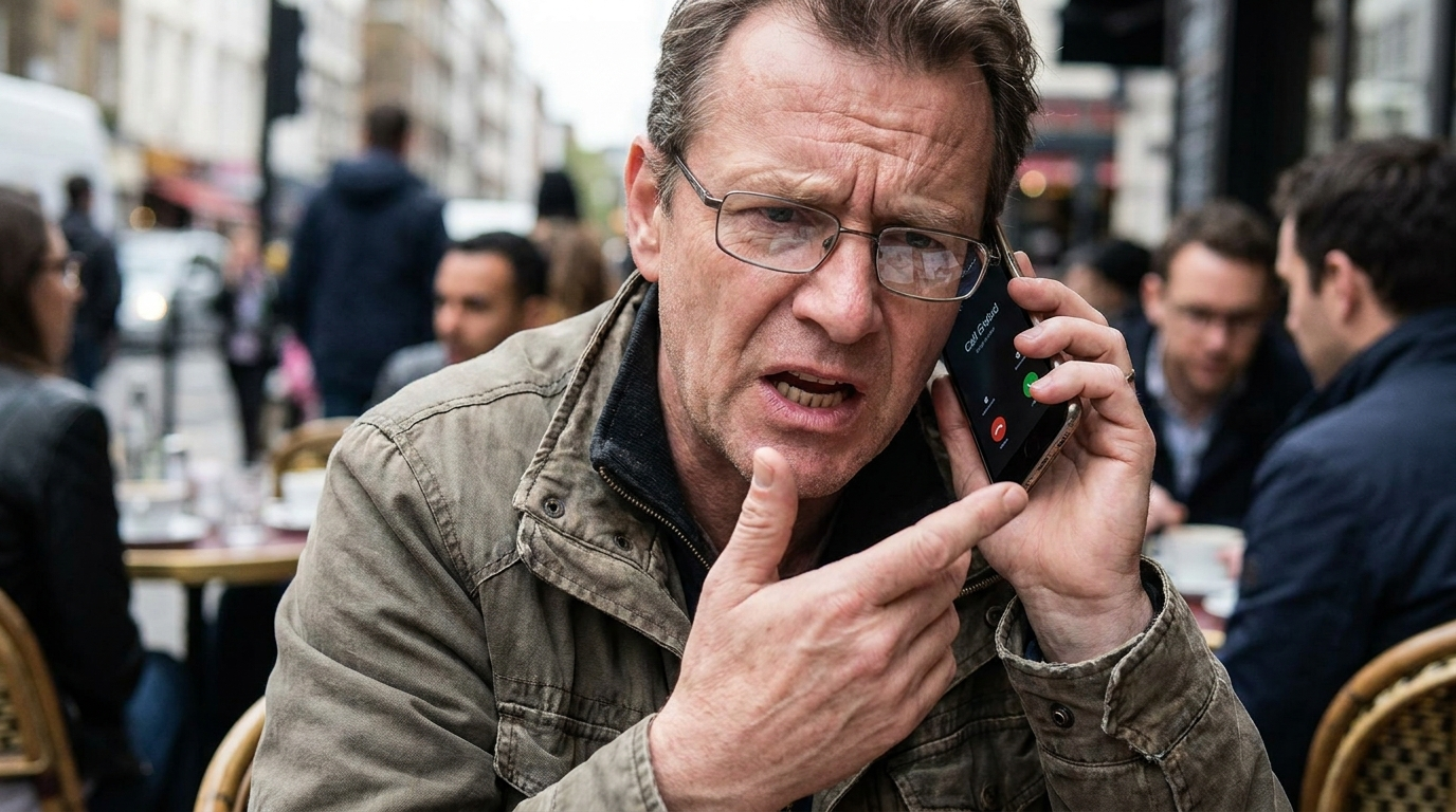 Frustrated person on phone