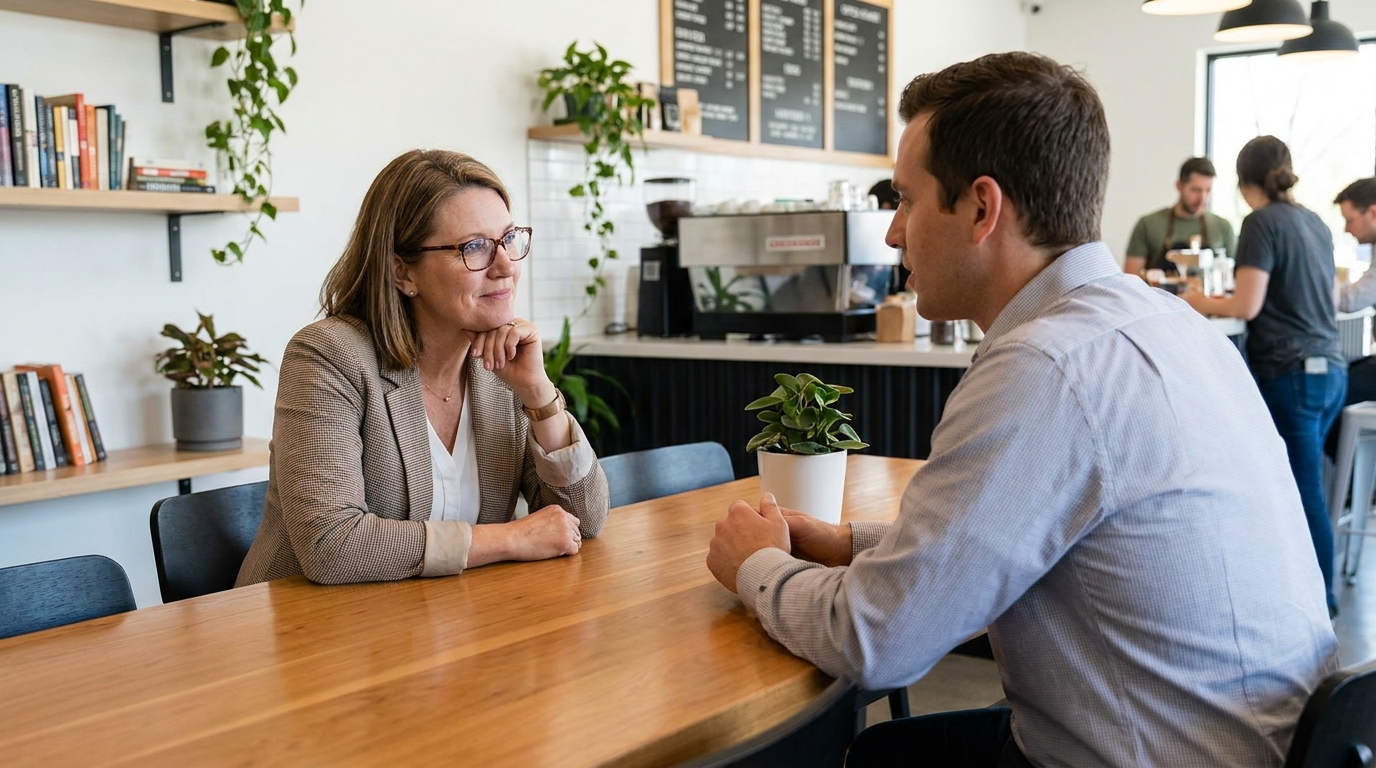 Business owner listening to customer