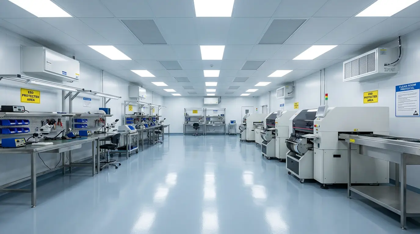 ESD anti-static epoxy floor in electronics manufacturing clean room