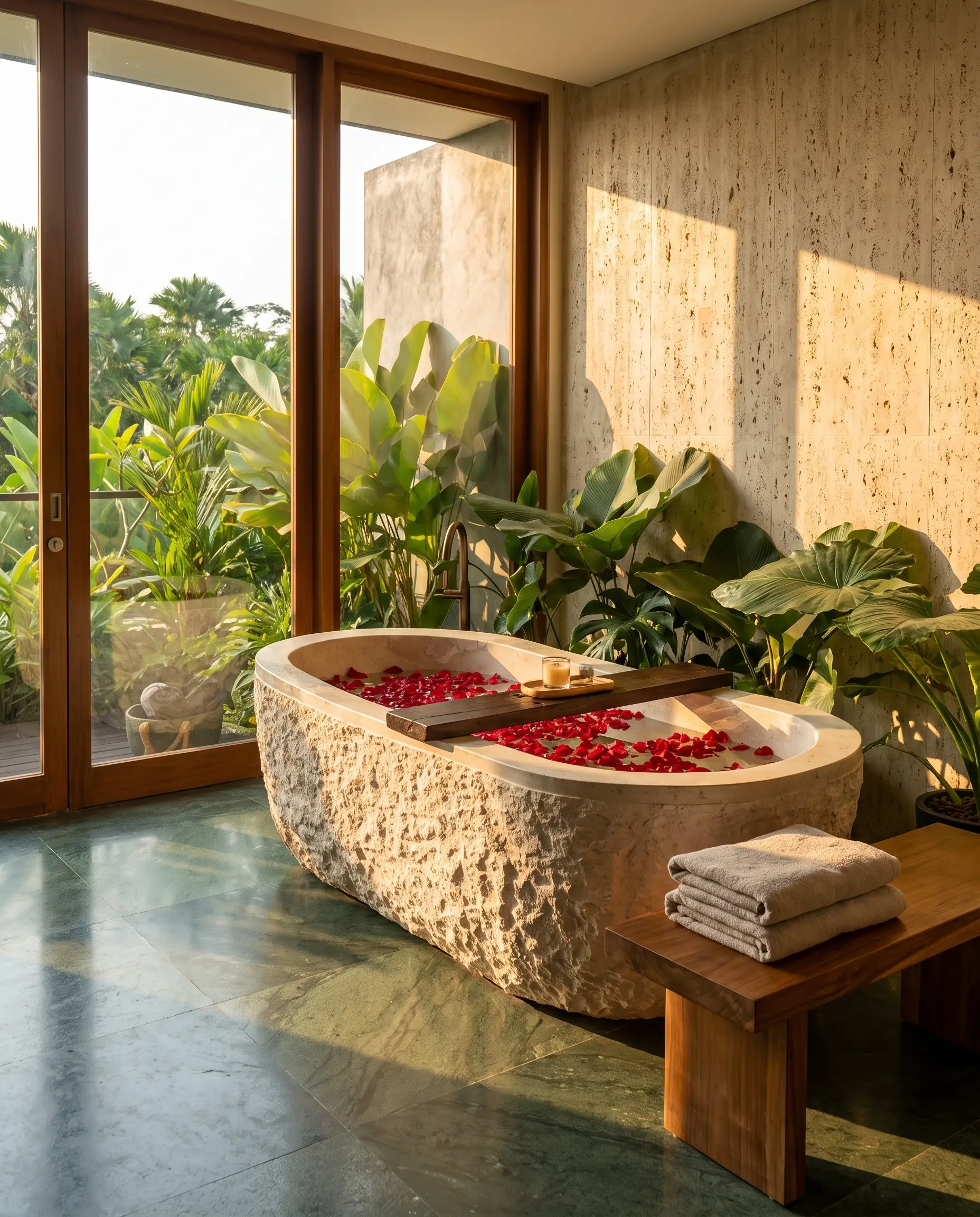 Spa em travertino gerado com IA