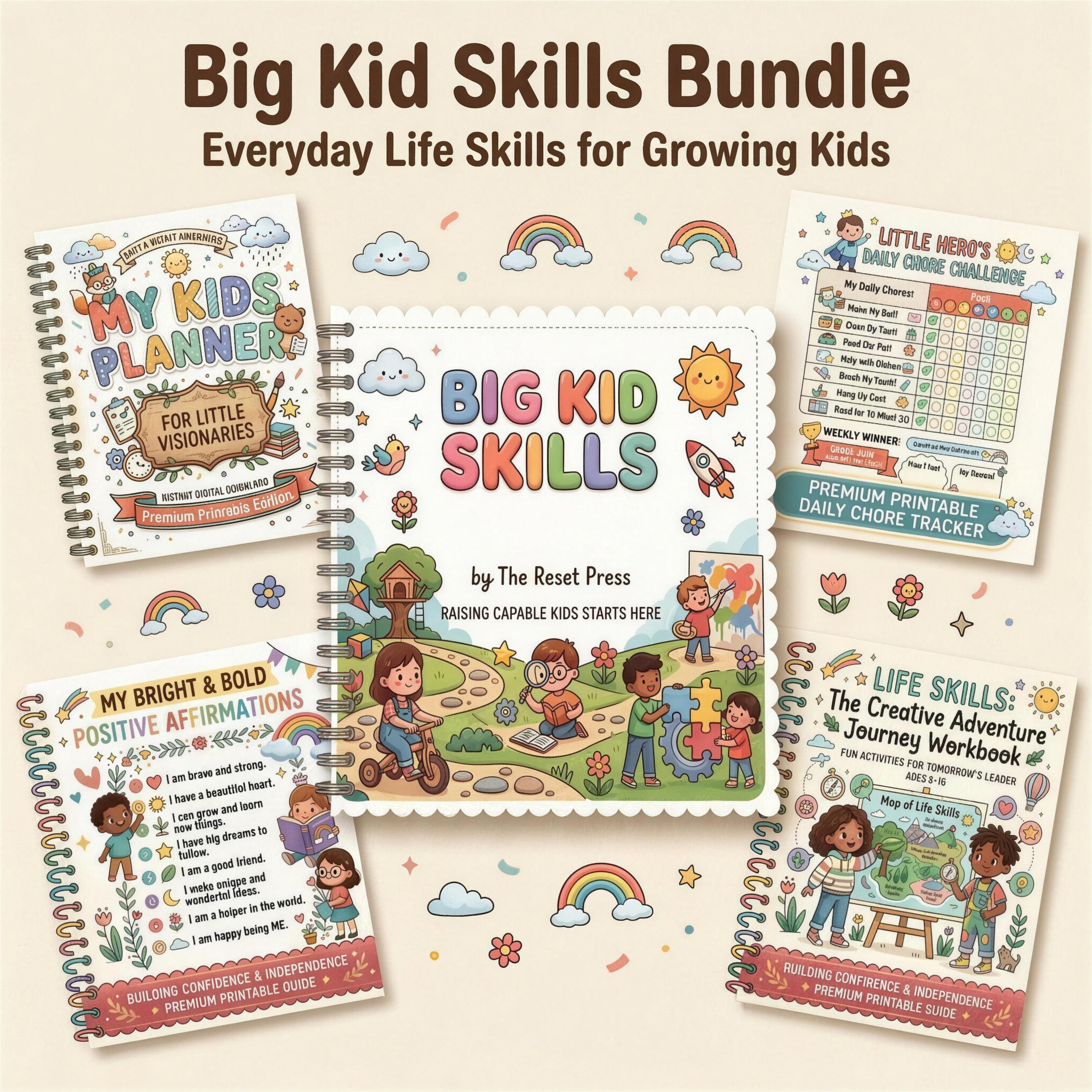 Big Kid Skills Bundle by The Reset Press — Everyday Life Skills for Growing Kids, a 5-in-1 printable bundle