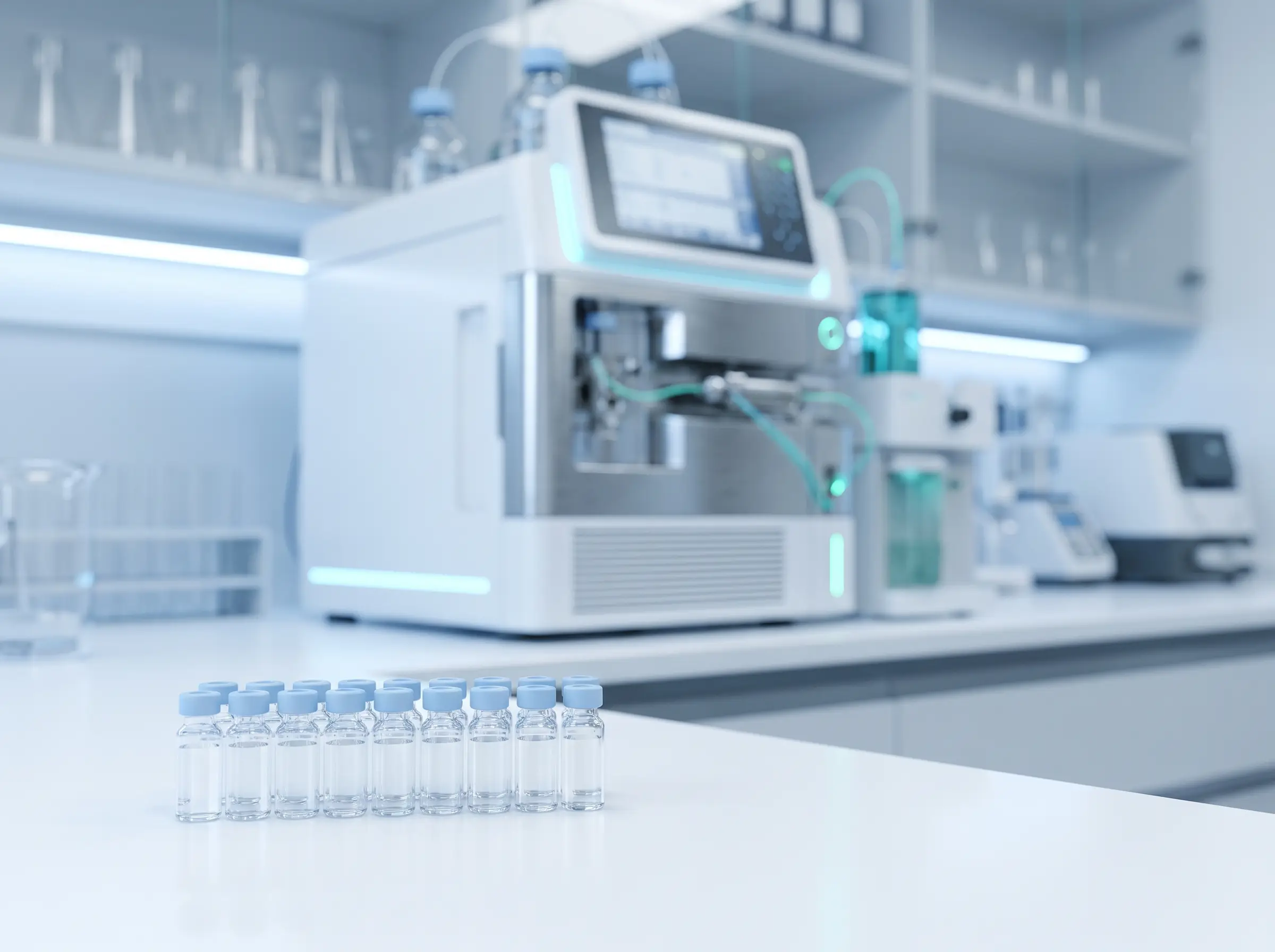 Analytical laboratory instrument with sample vials