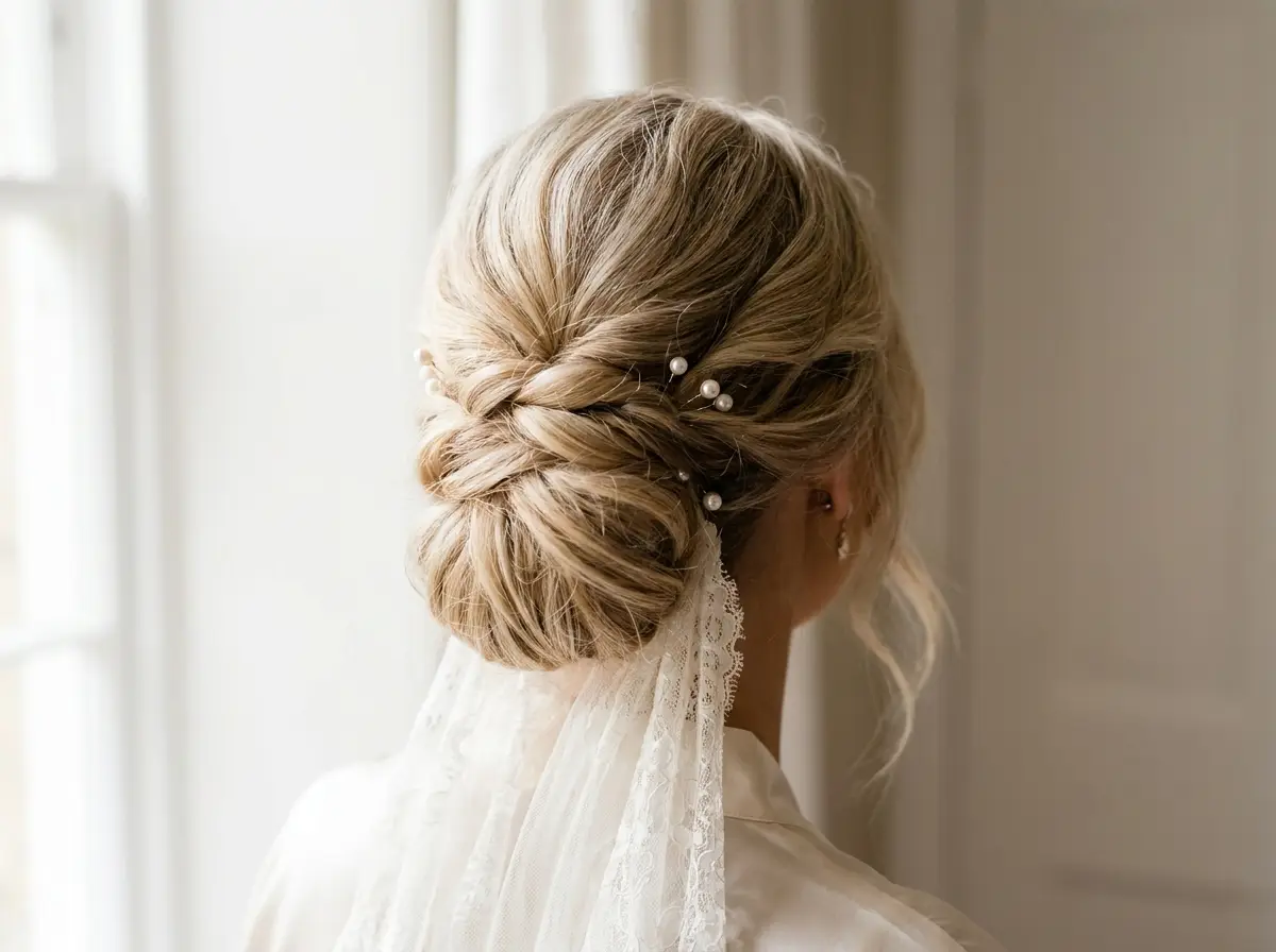 Bridal-Detail mit Perlennadeln