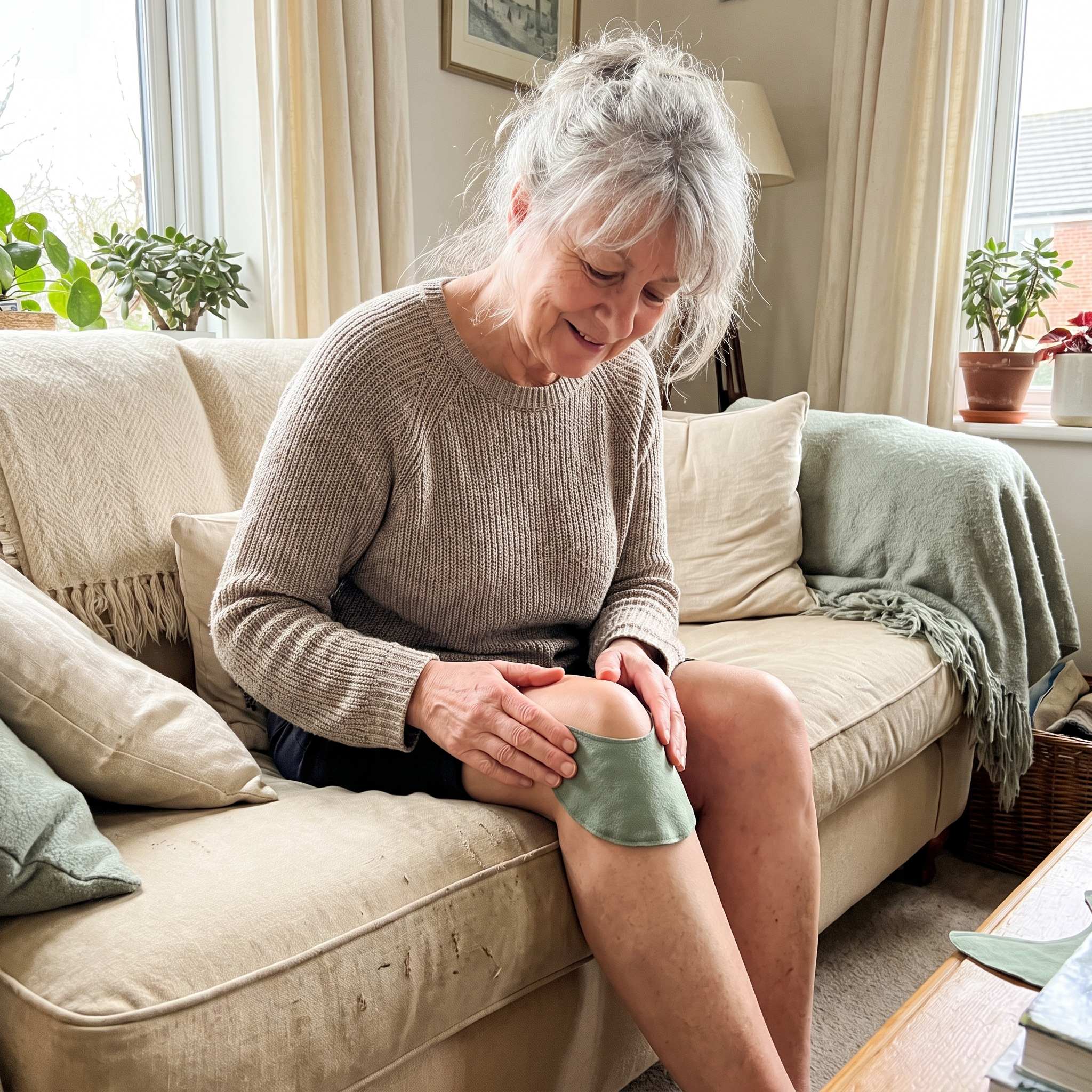 Peel and place the patch over the knee