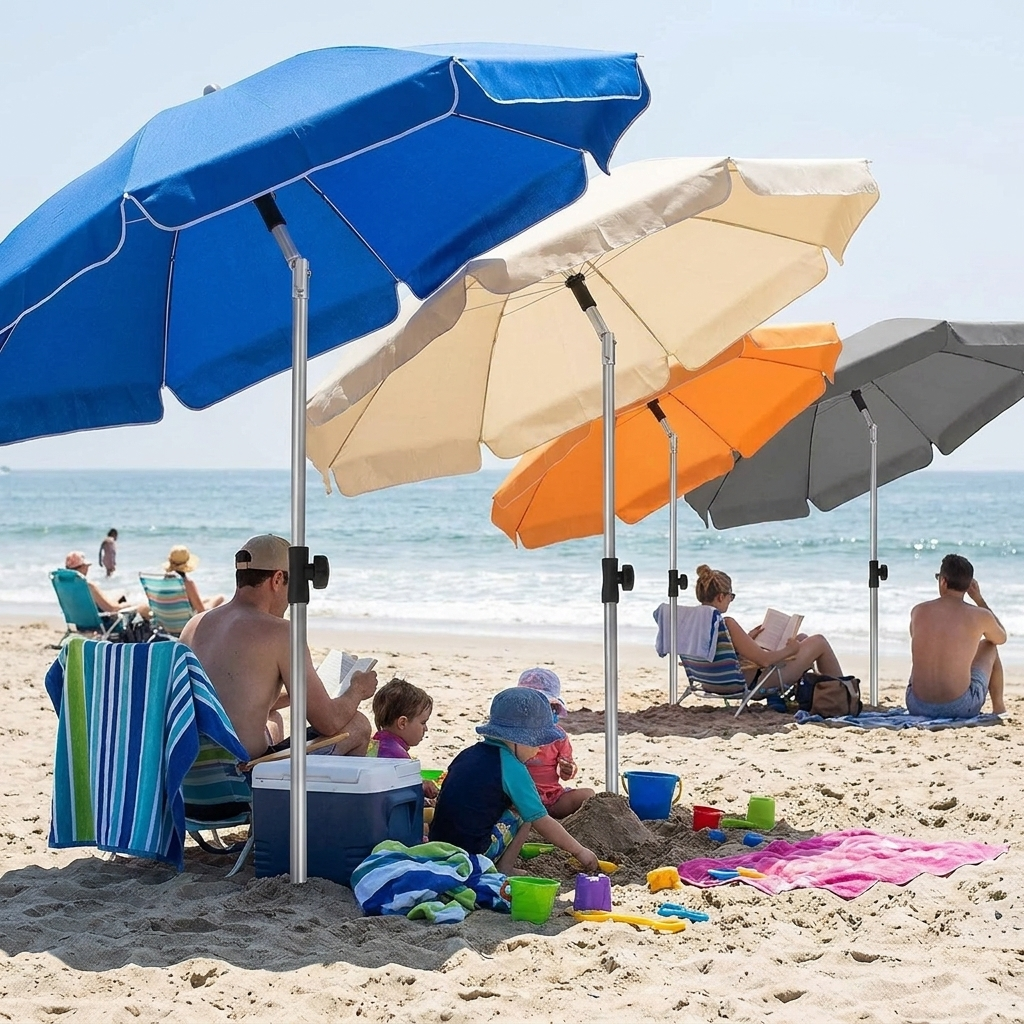 Garden Parasol 200cm – Tilting UV-Protective Round Patio Umbrella shown in a room