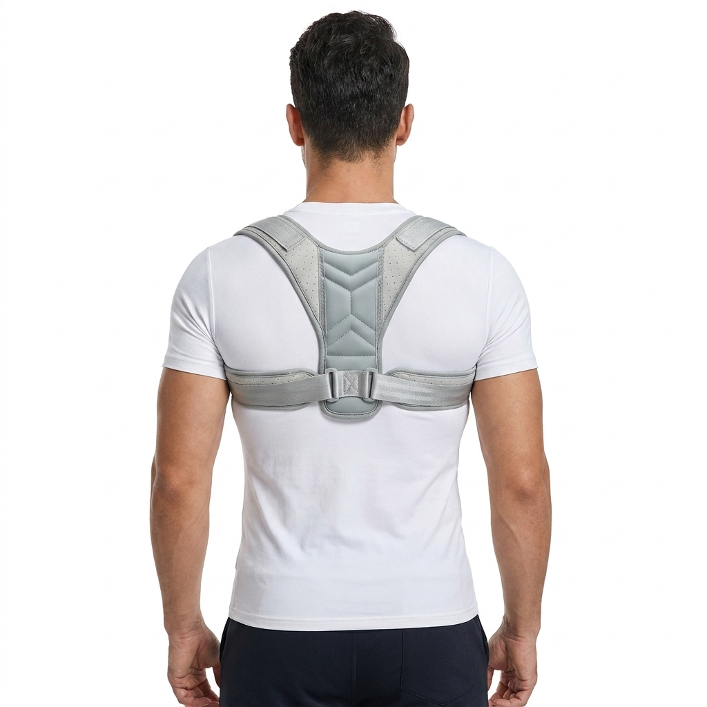 Man wearing posture corrector