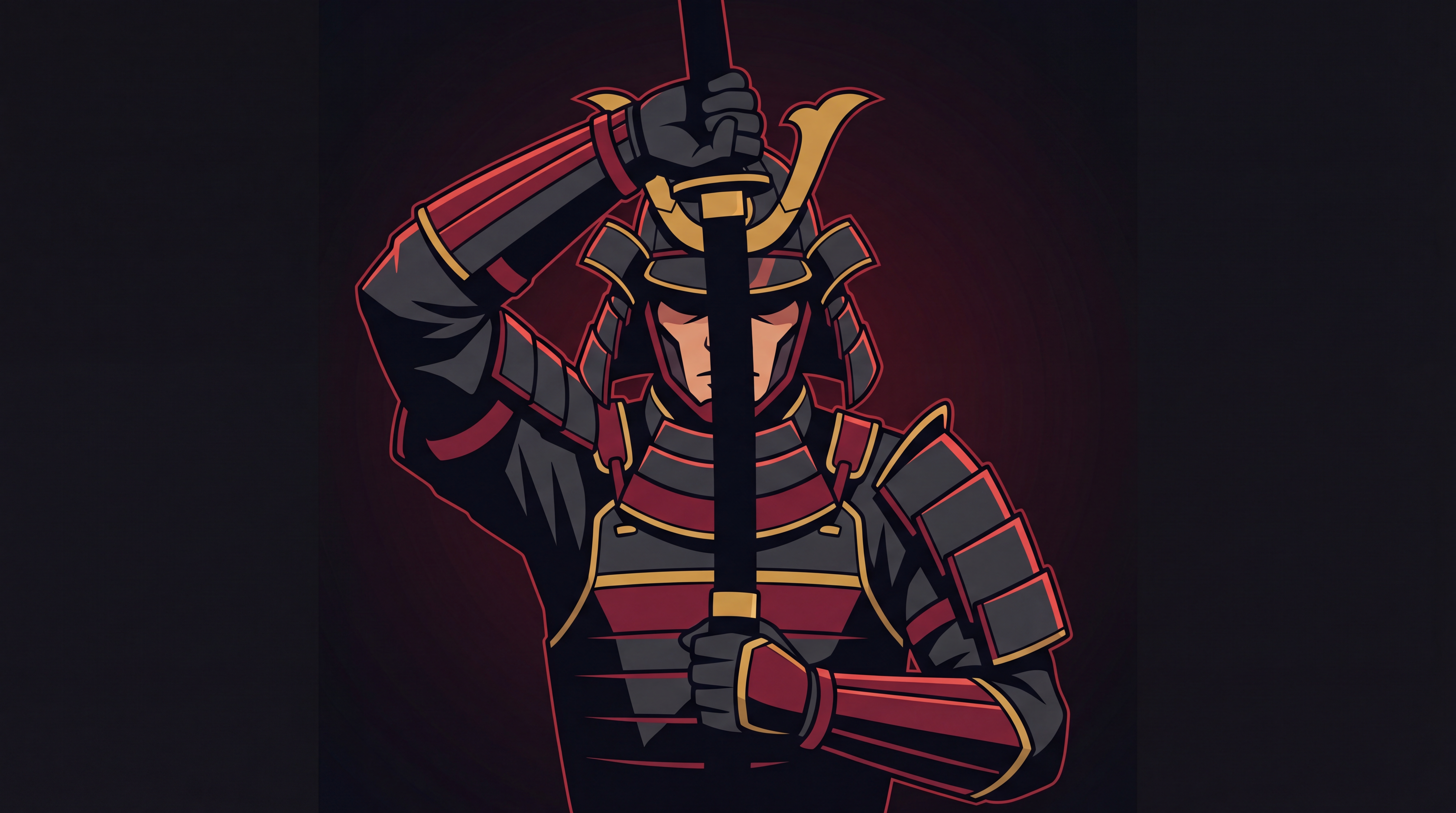 Bushido samurai warrior holding a katana
