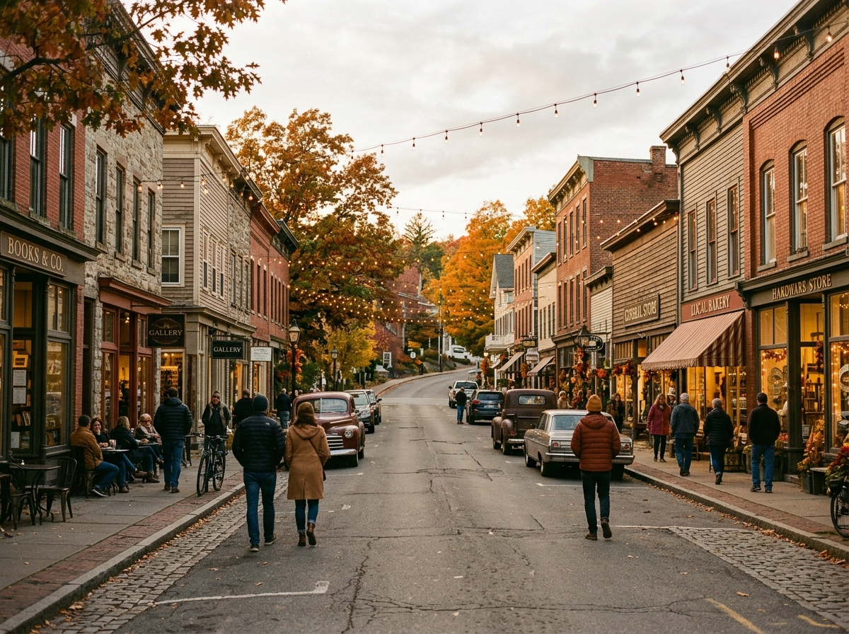 A local Main Street lined with independent businesses