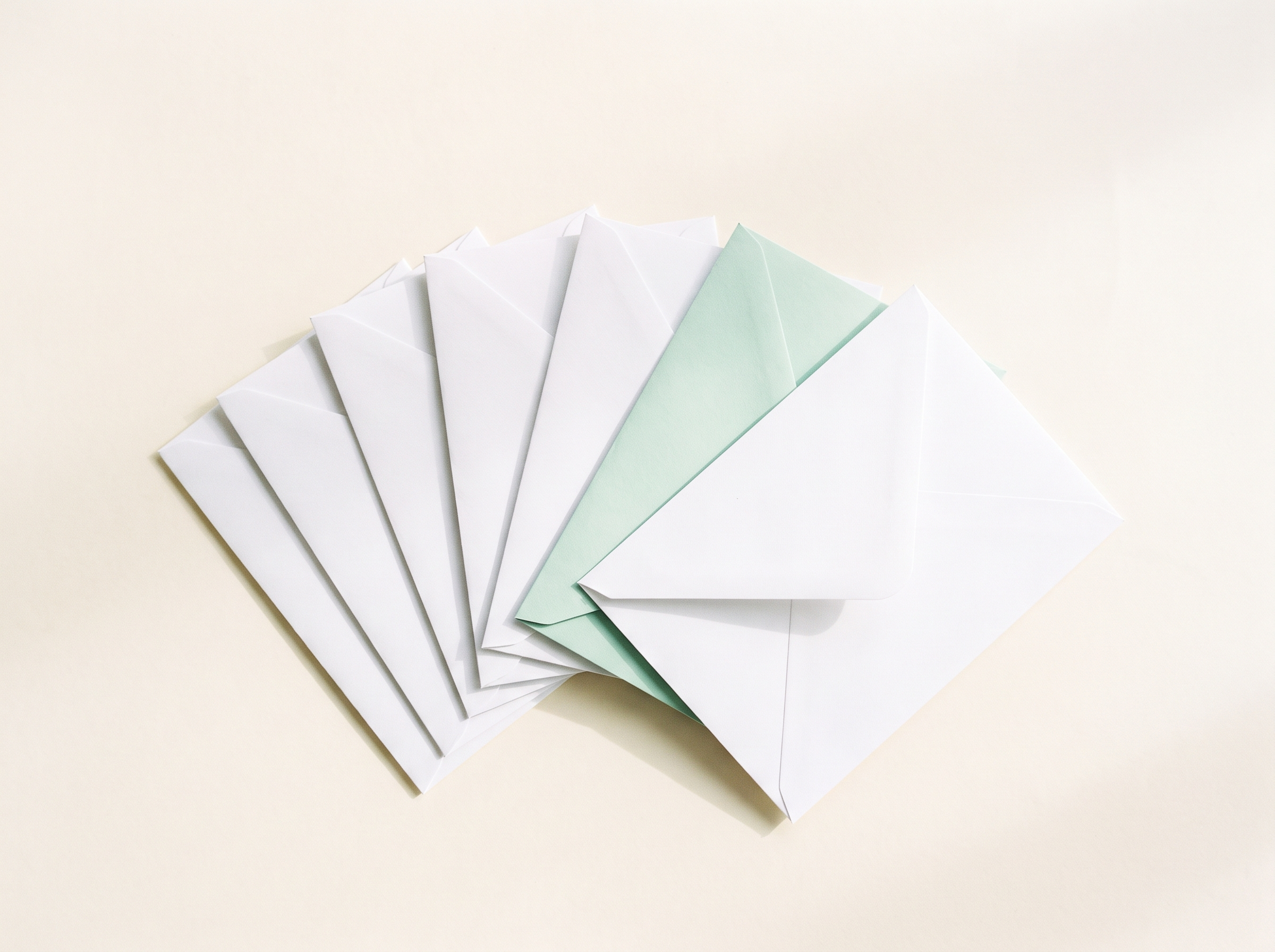 Envelopes fanned out