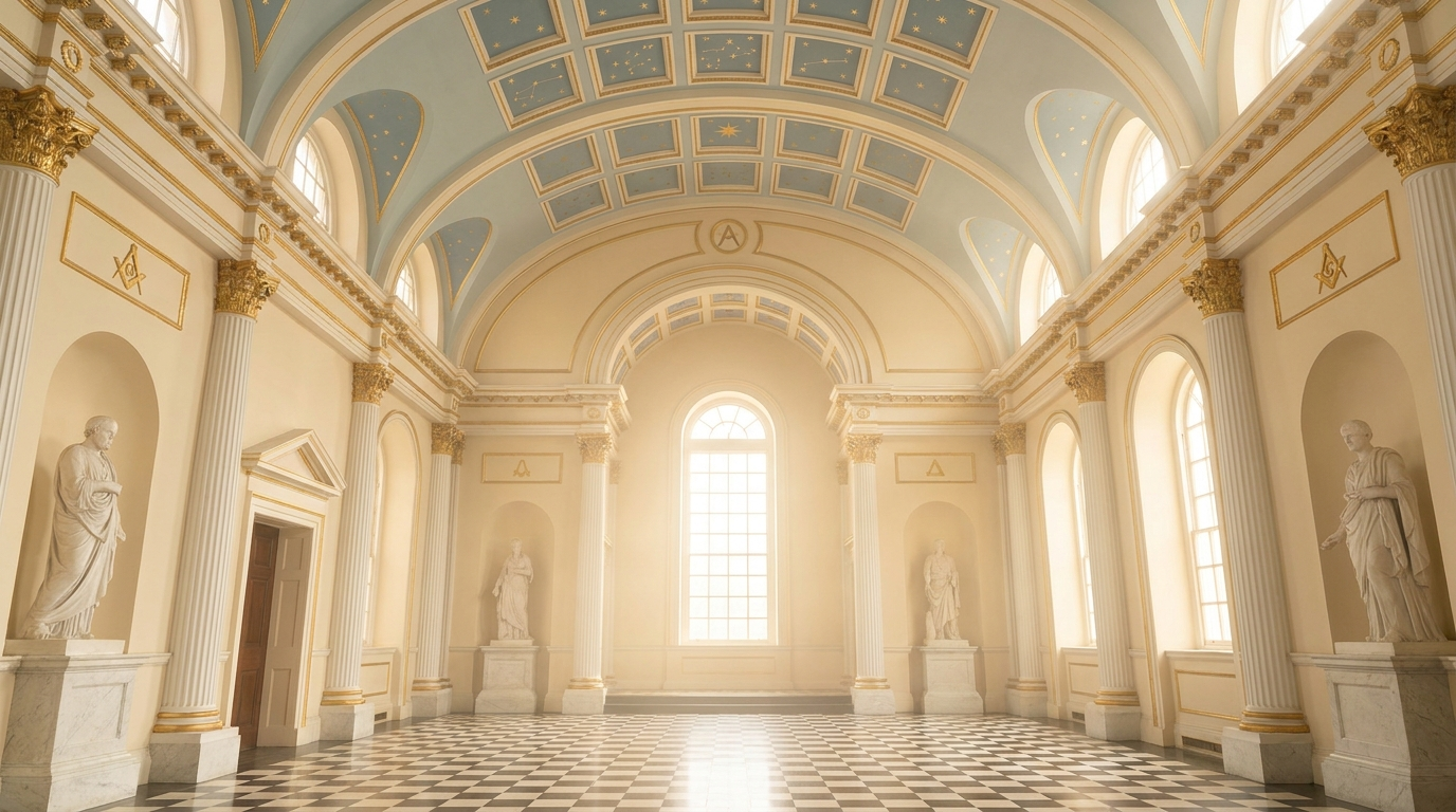 Bright interior of a grand Masonic temple