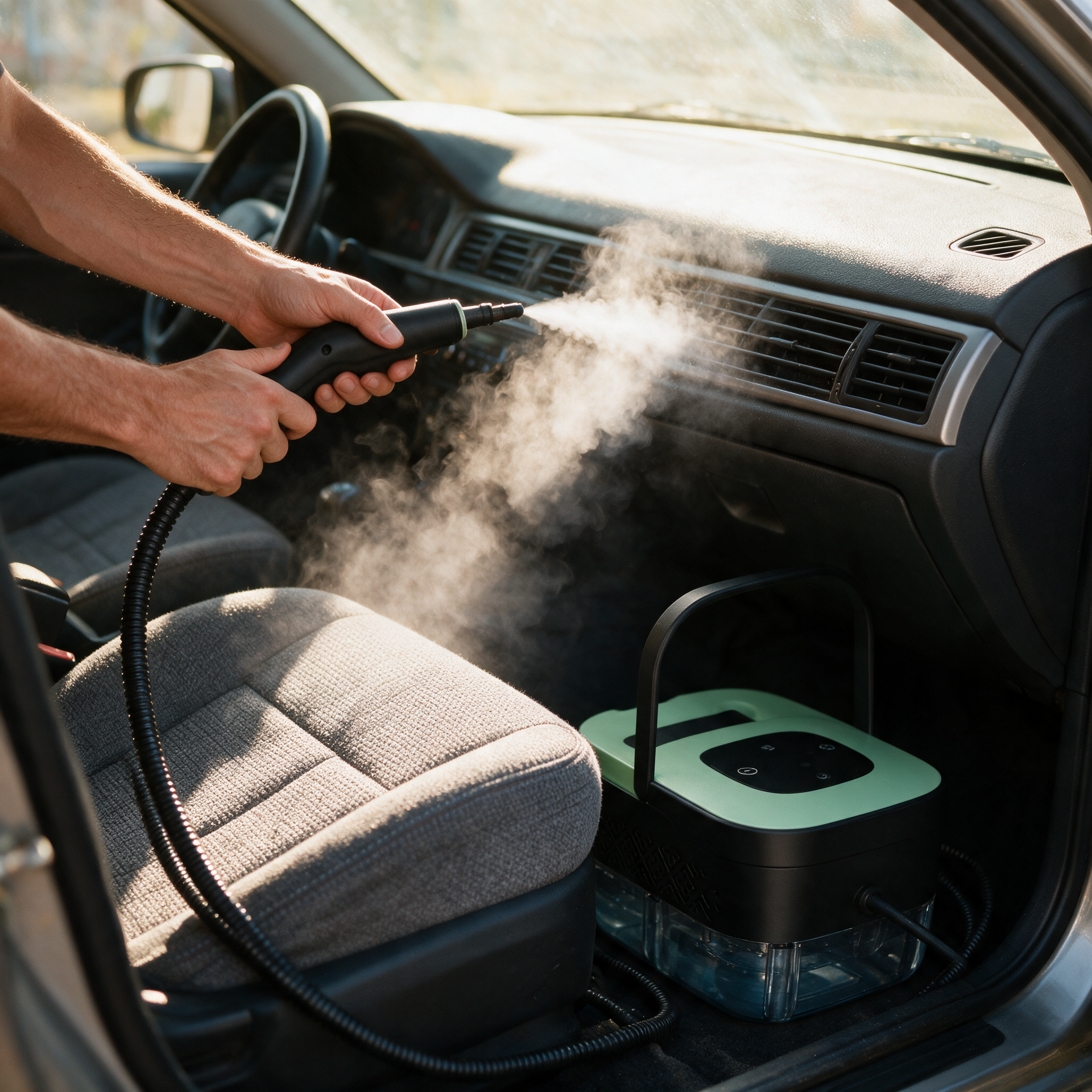 Limpiando la tapicería y las rejillas del auto