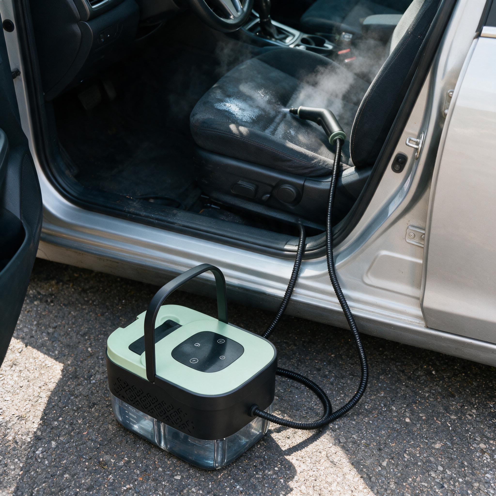El auto después del detallado a vapor