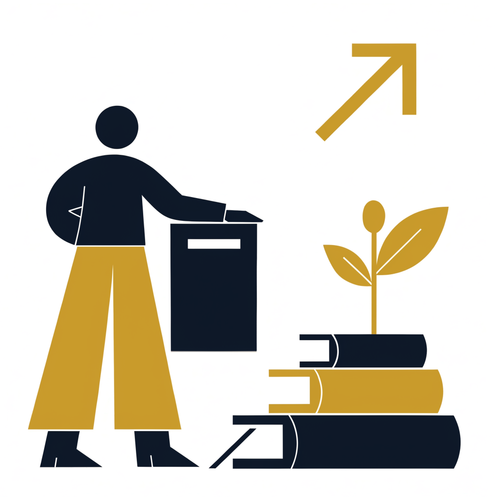 Illustration of growth with books and a young plant