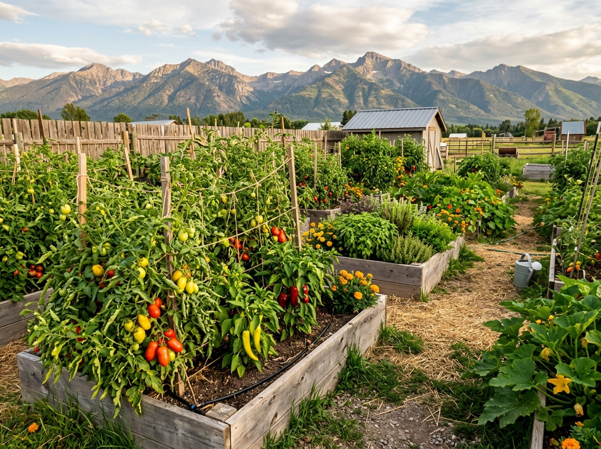Lush Montana vegetable garden