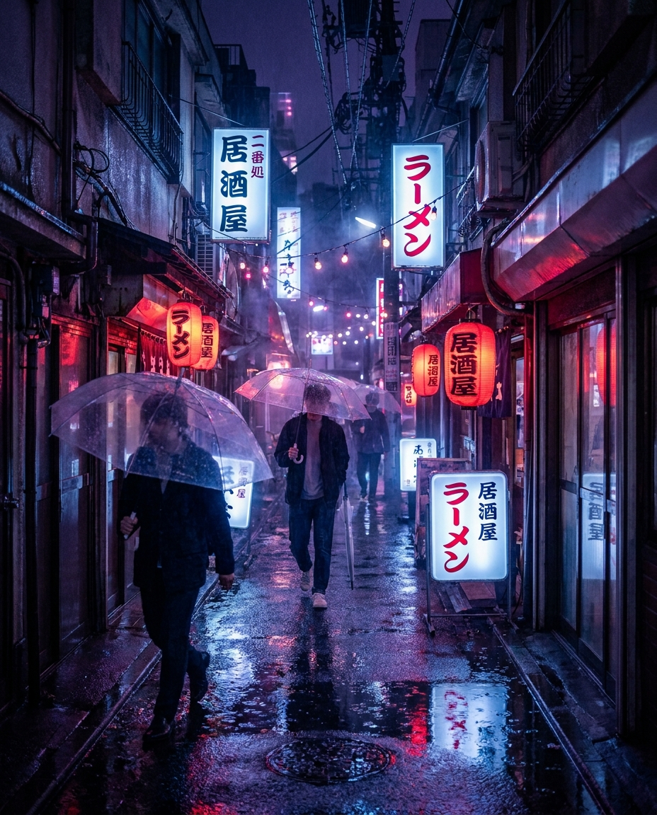 Neon Tokyo Alley at Night — Midjourney