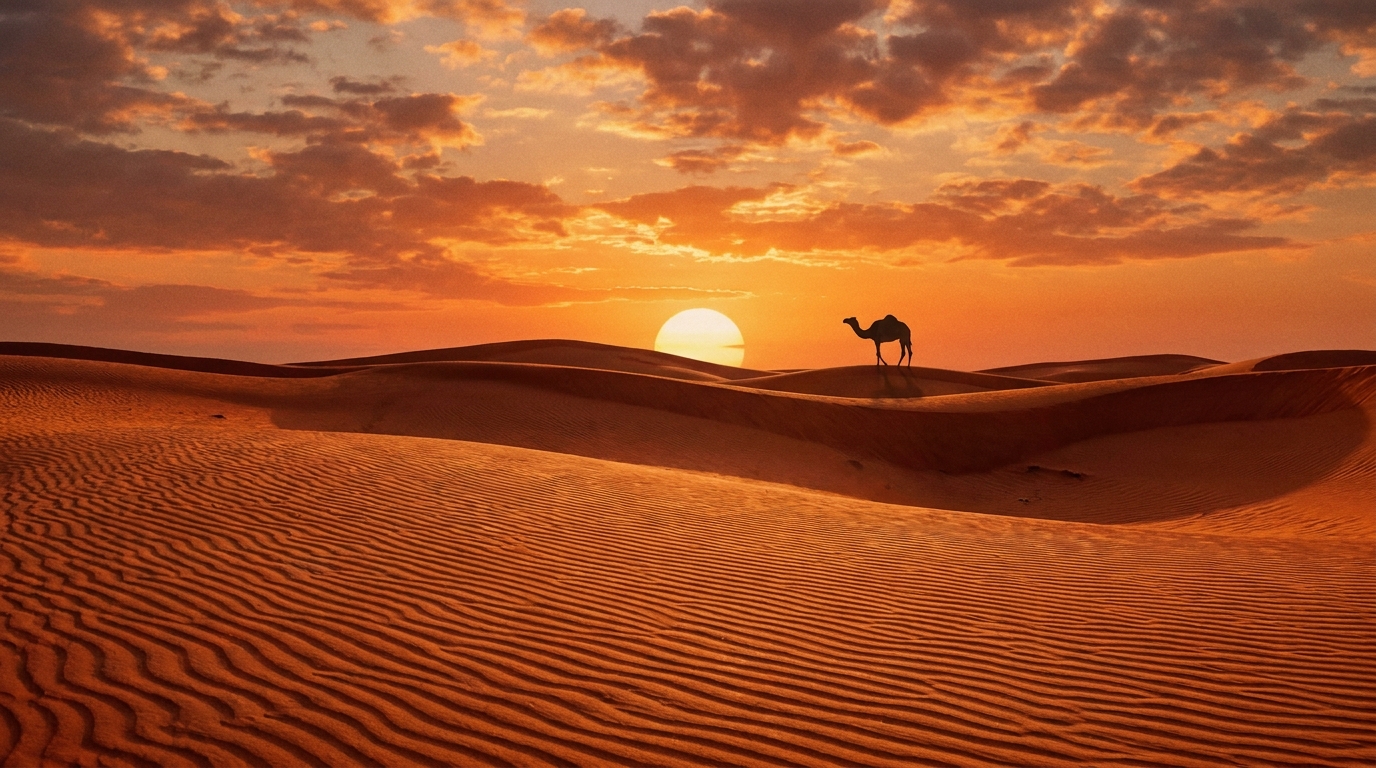 Sahara Desert Dunes at Sunset — Midjourney